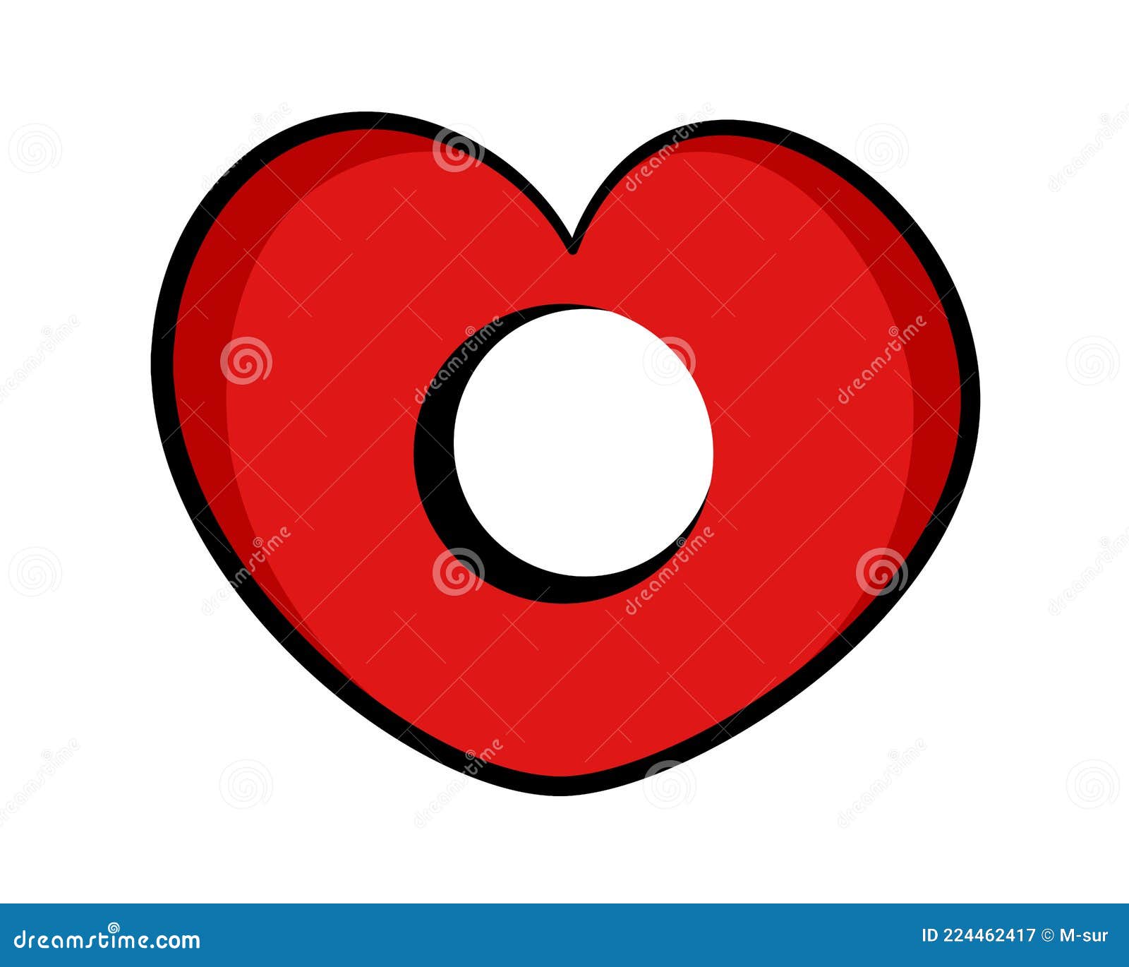 incomplete loveheart with aperture and hole in the red heart.