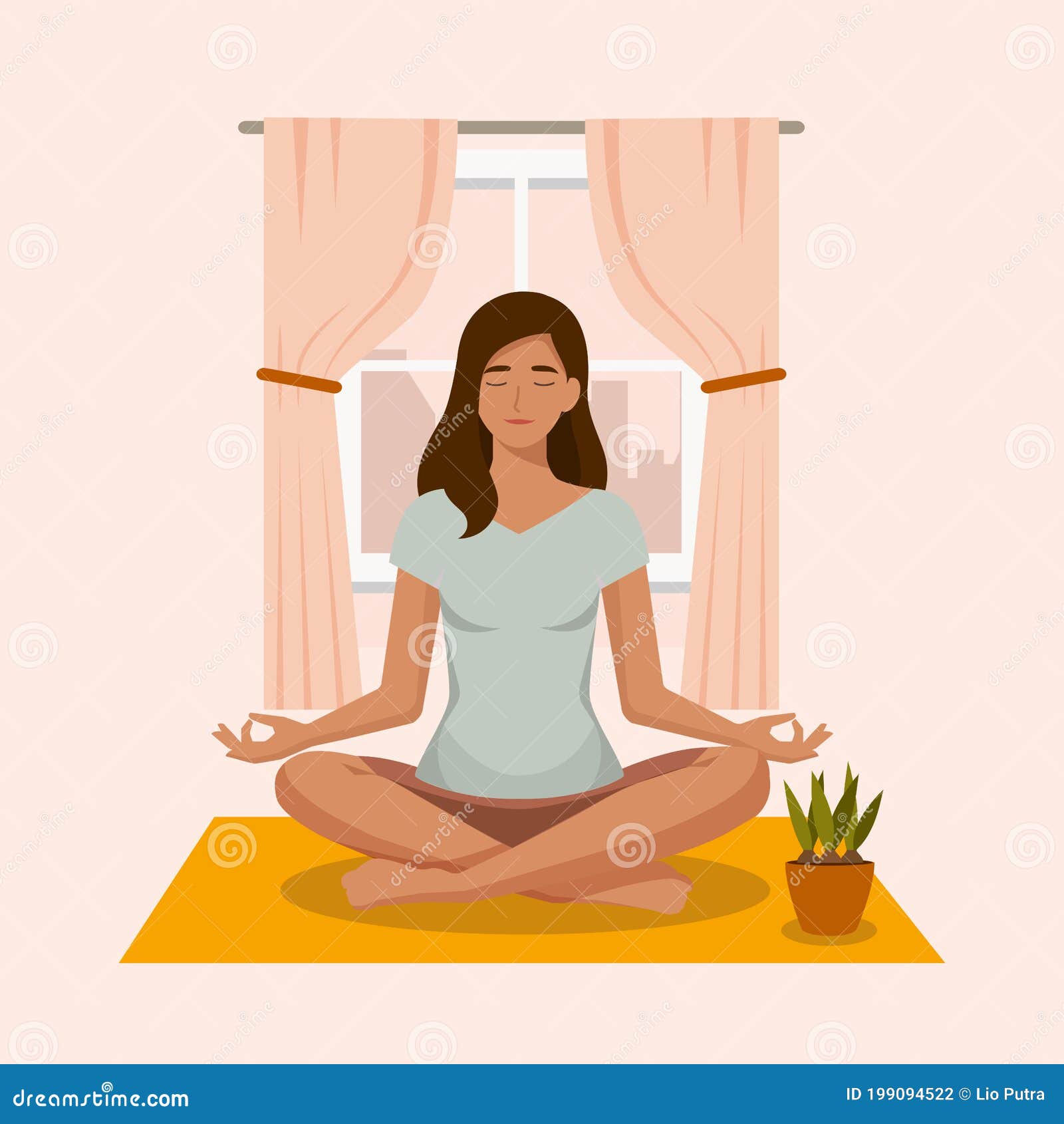 Incrível Garota De Desenho Animado Em Yoga Lotus Pratica Meditação.  Ilustração do Vetor - Ilustração de feliz, budismo: 199094522