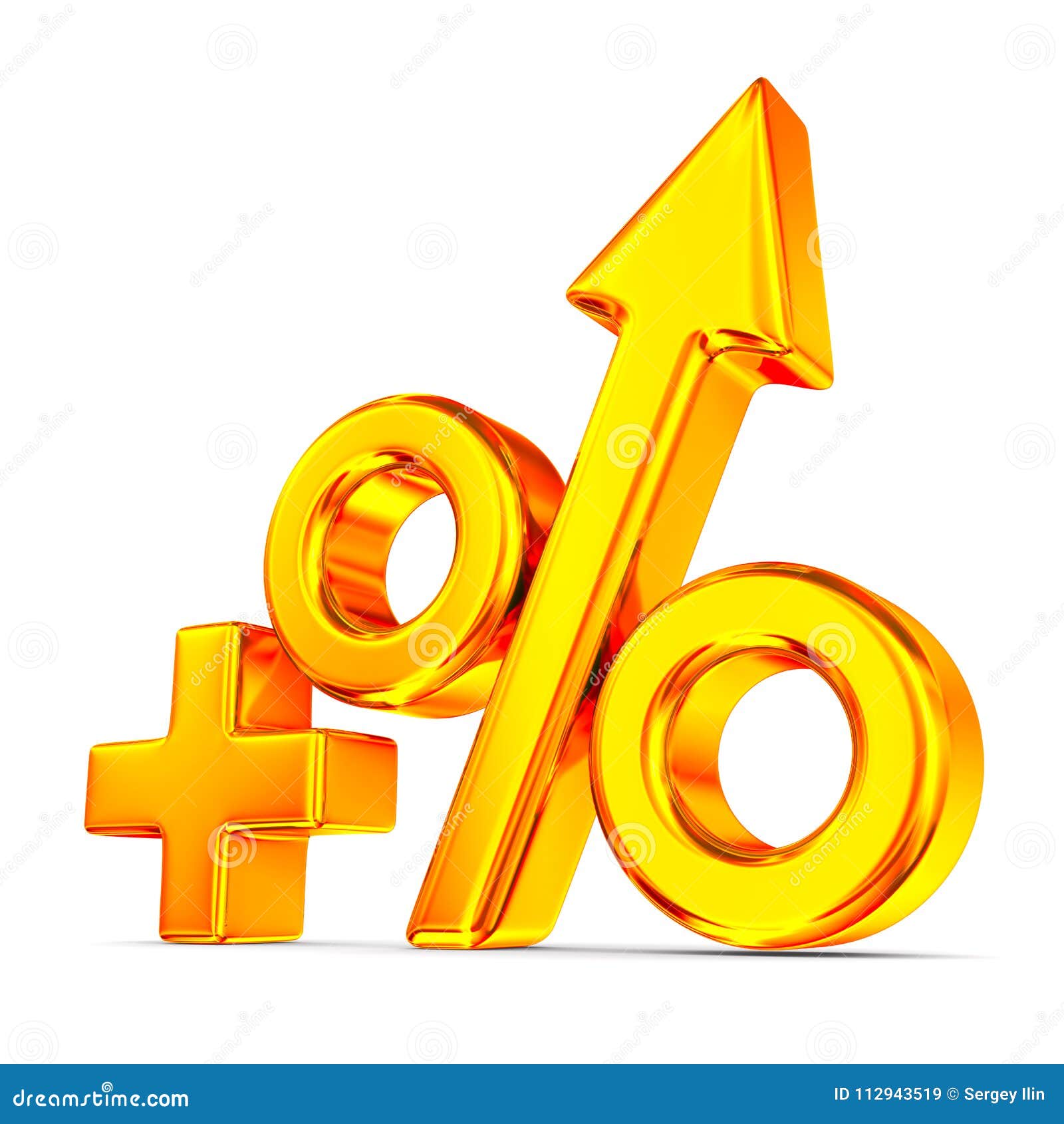 Increase Percent on White Background. Isolated 3D Illustration Stock