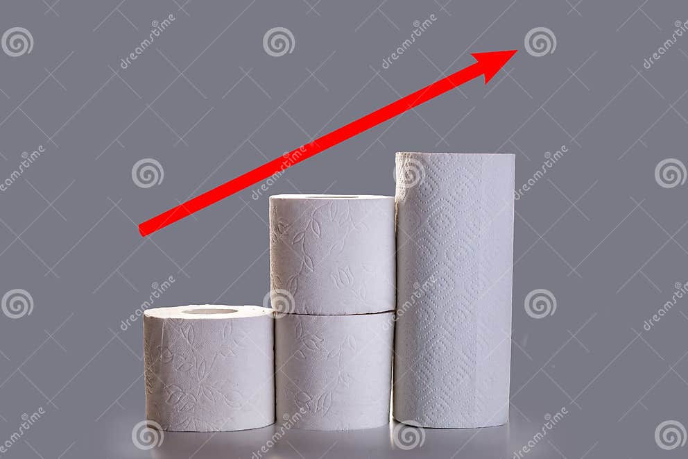 Increase in the Price of Toilet Paper. Graph on a Gray Background Stock