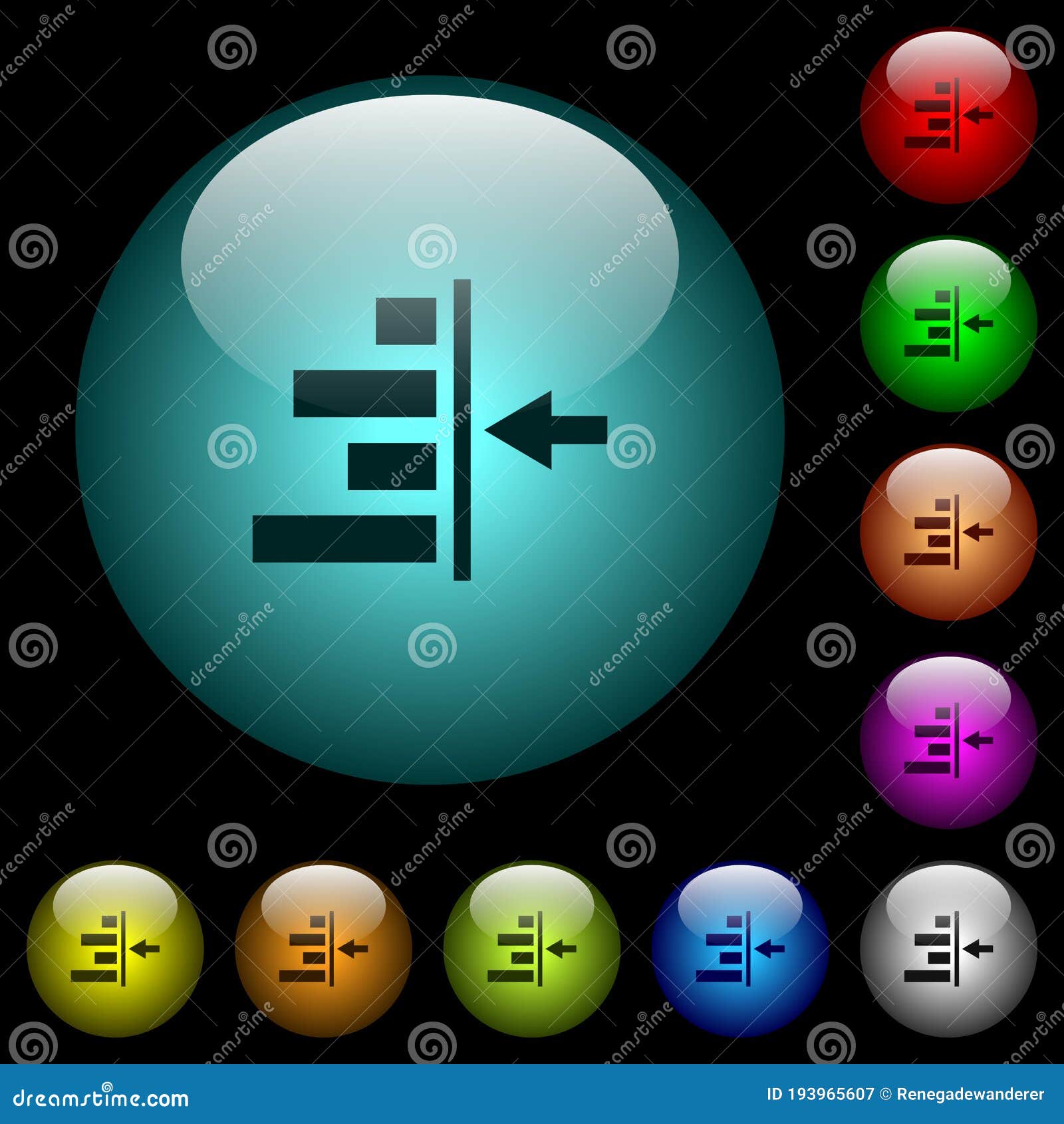 increase right indentation of content icons in color illuminated glass buttons