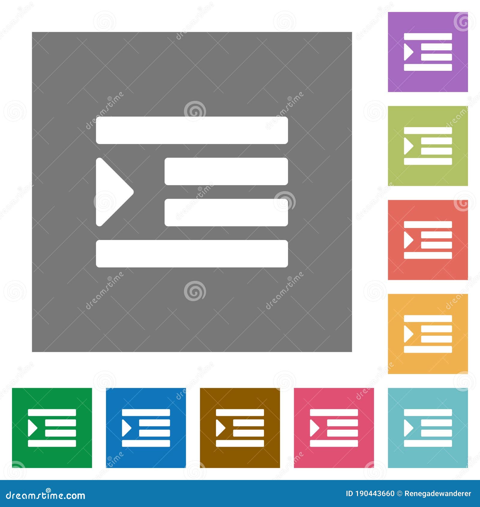 increase text indentation square flat icons