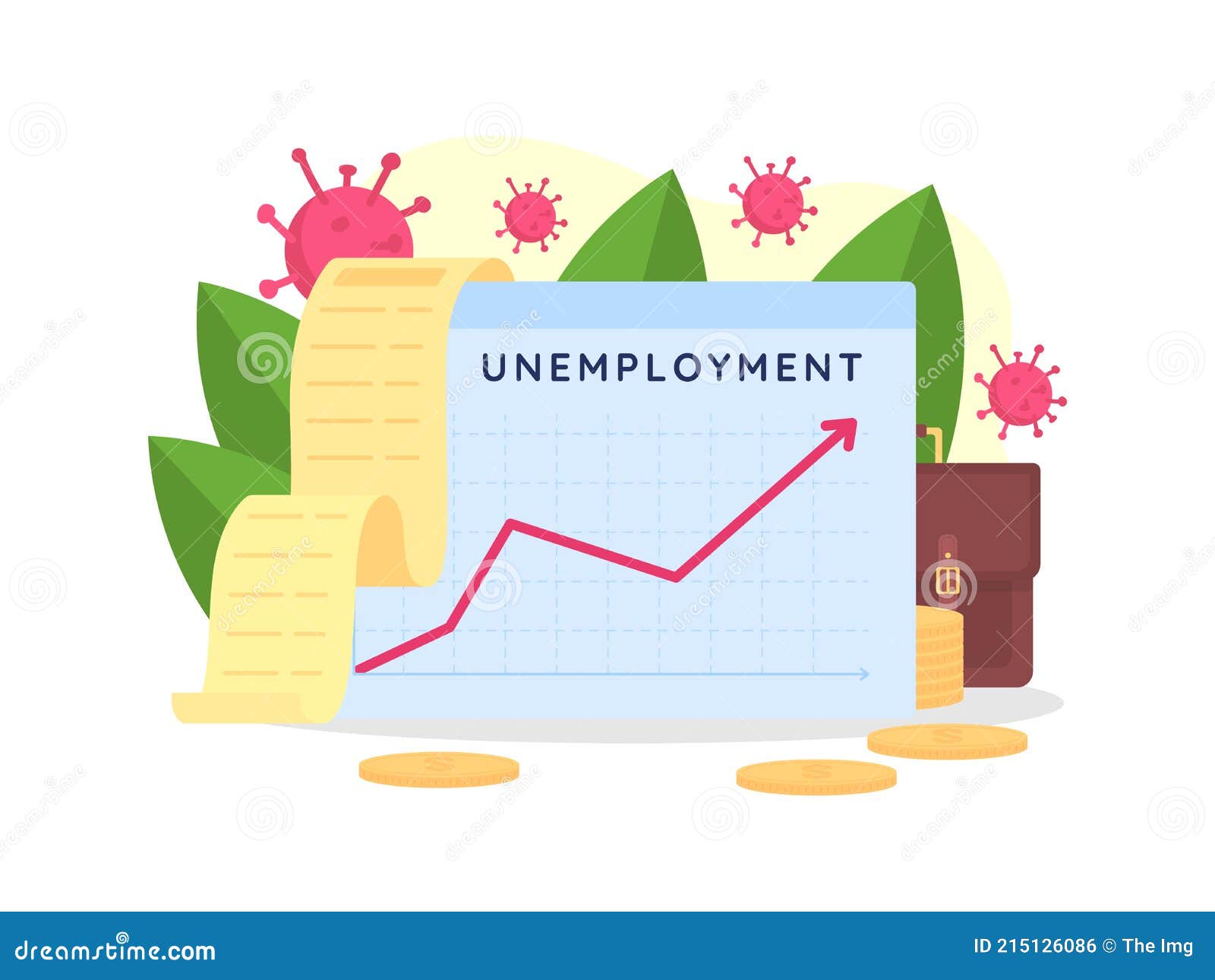 Increasing Unemployment Chart Flat Concept Vector Illustration Stock Vector  - Illustration of work, corona: 215126086