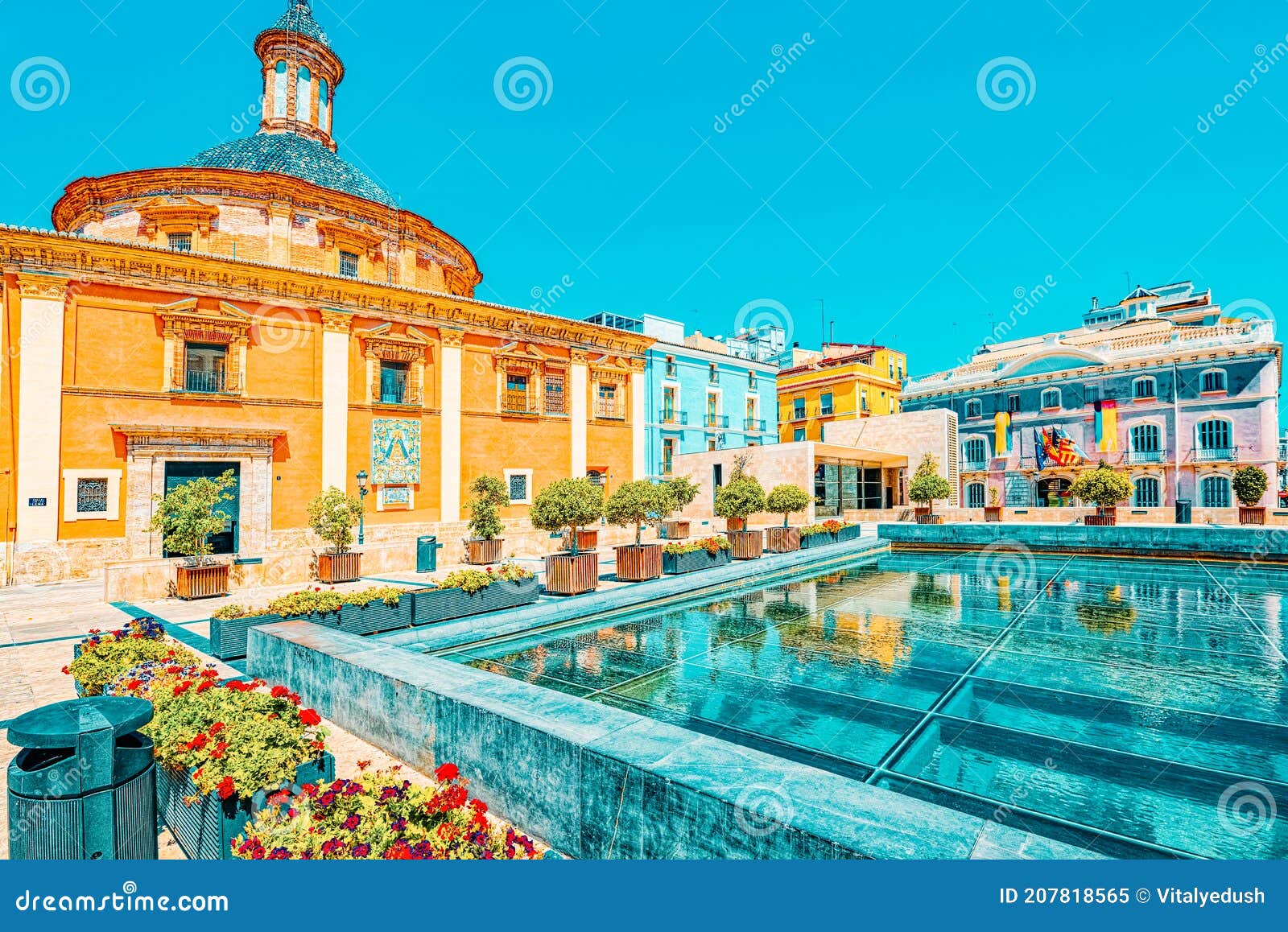 valencia, square of the virgin saint mary and basilica of the mo