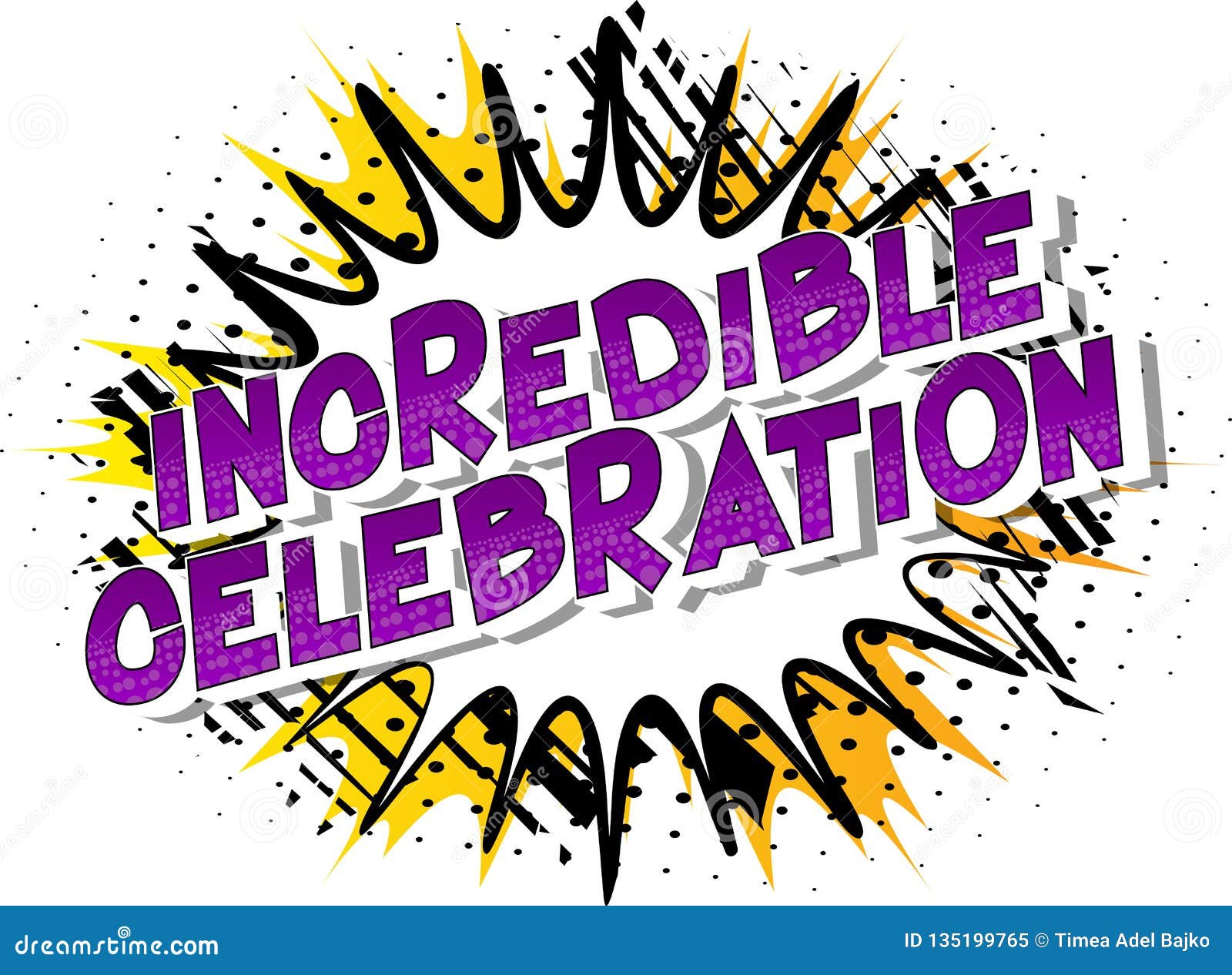 Incredible Celebration Comic Book Style Words Stock Vector