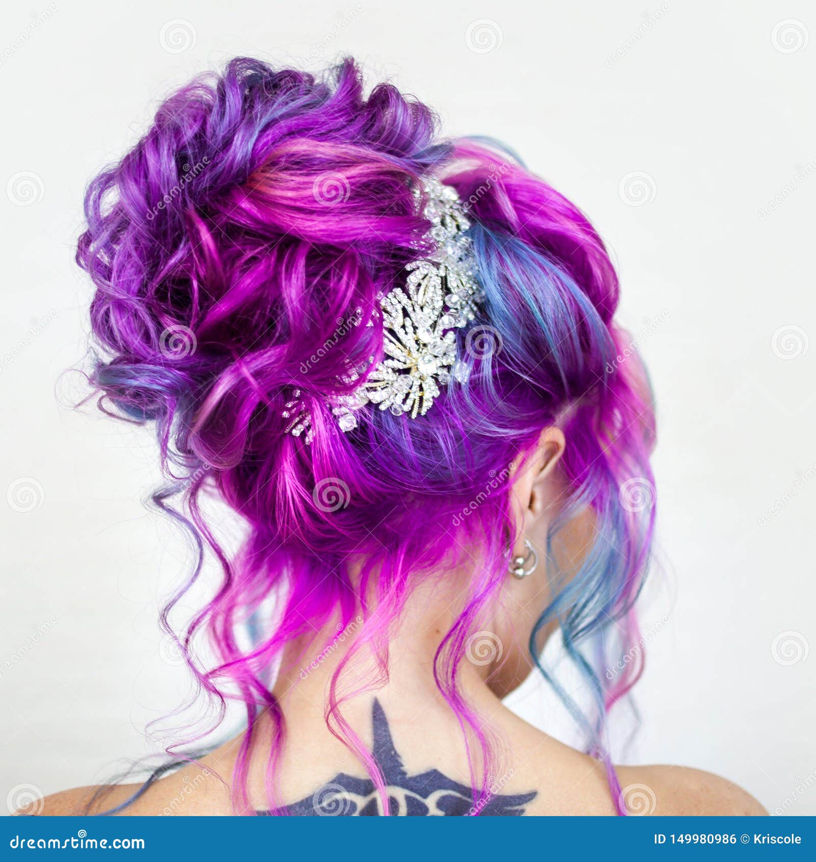 Incredible Hair Color, Bright Blue and Magenta Gradient. Stylish  Fashionable Hair Coloring Stock Photo - Image of hairpin, curls: 149980986