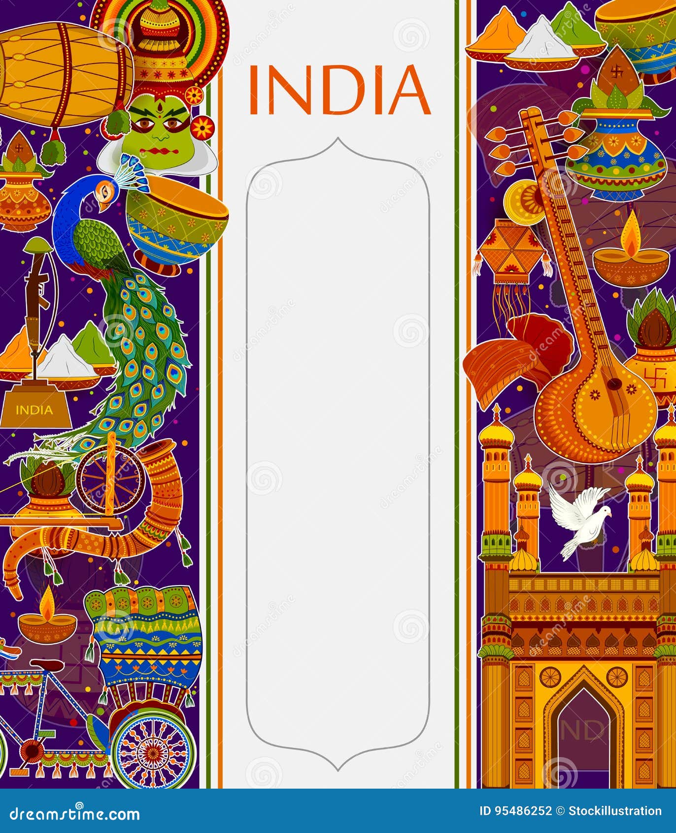 Incredible India Background Depicting Indian Colorful Culture and Religion  Stock Vector - Illustration of january, freedom: 95486252