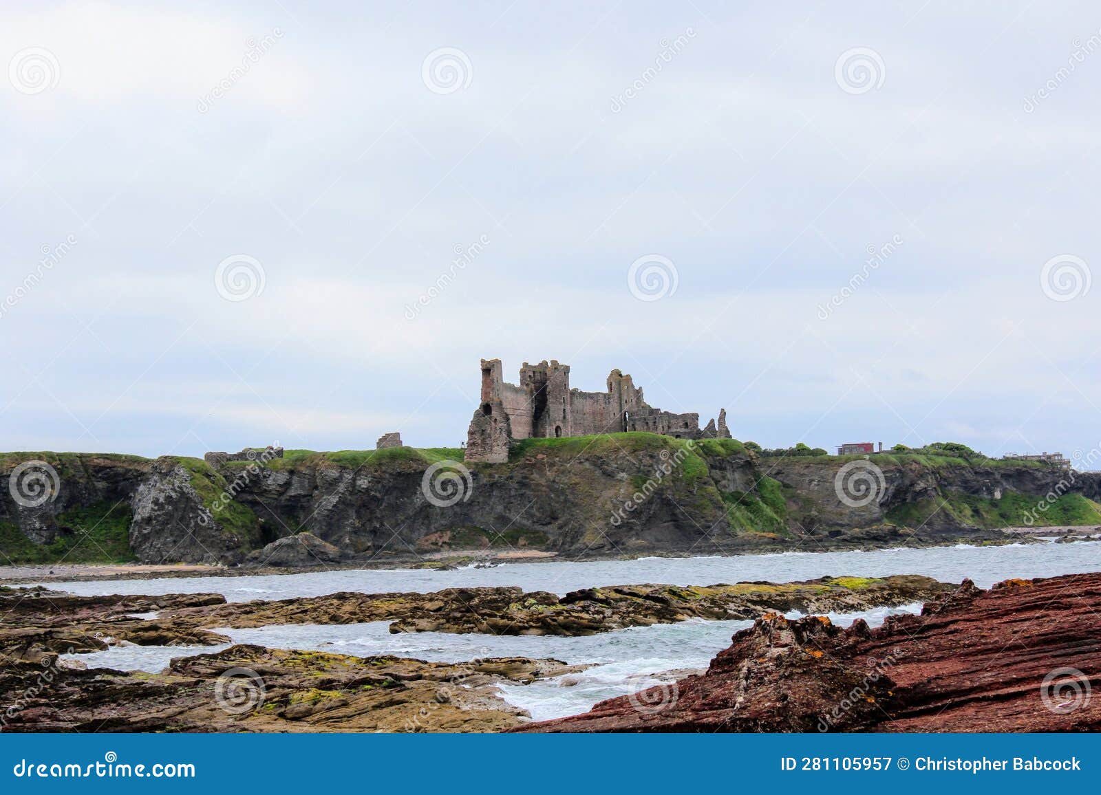 incredible views of tantallon castle in east lothian, scotland.