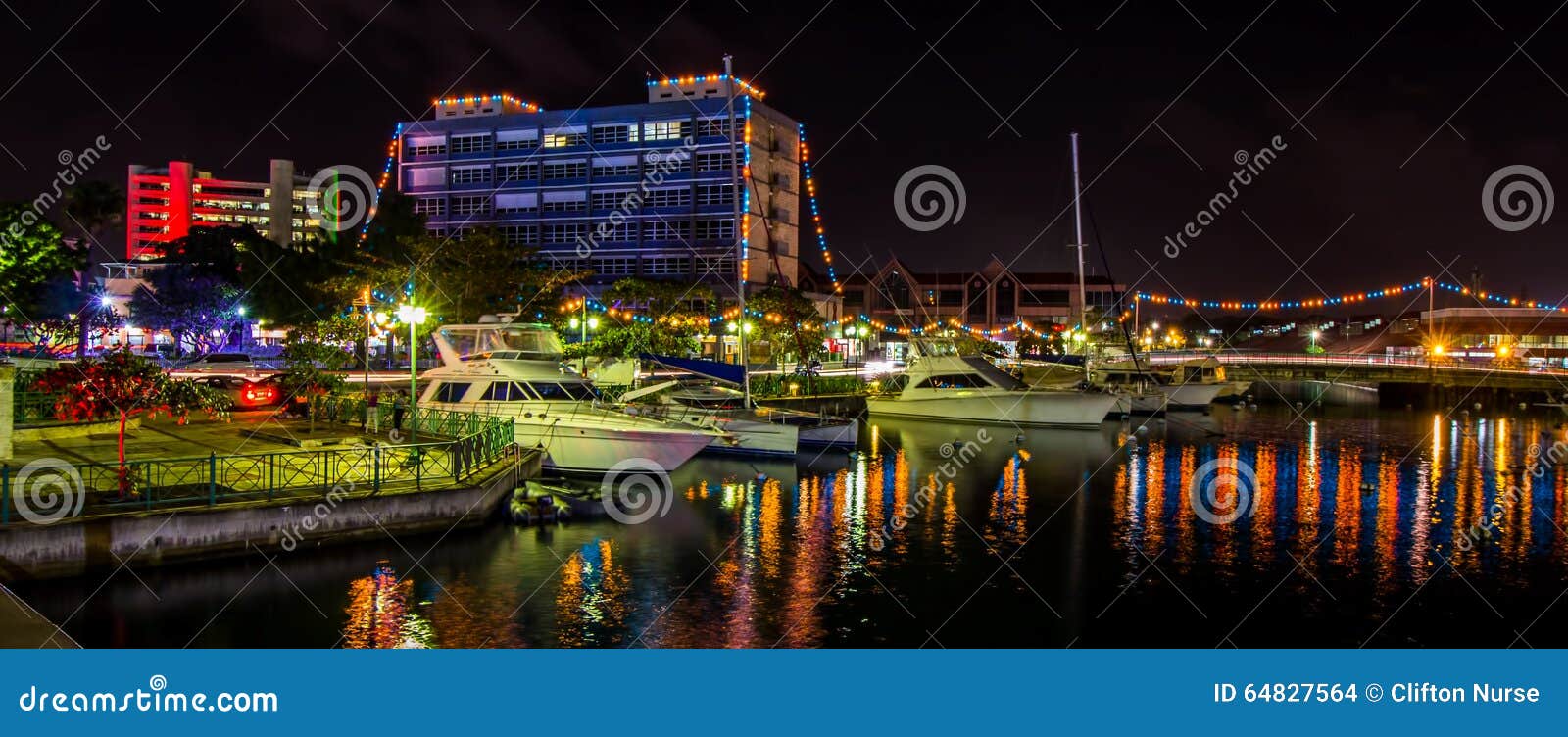 Barbados, Bridgetown, night skyline