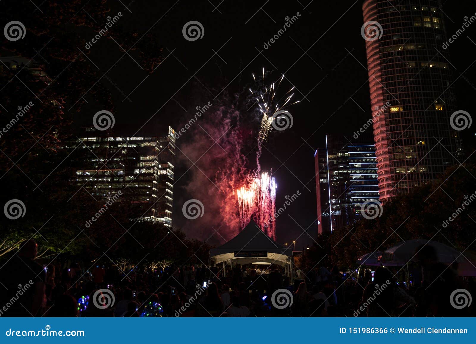 Independence Day Fireworks Over Klyde Warren Park in Dallas Editorial