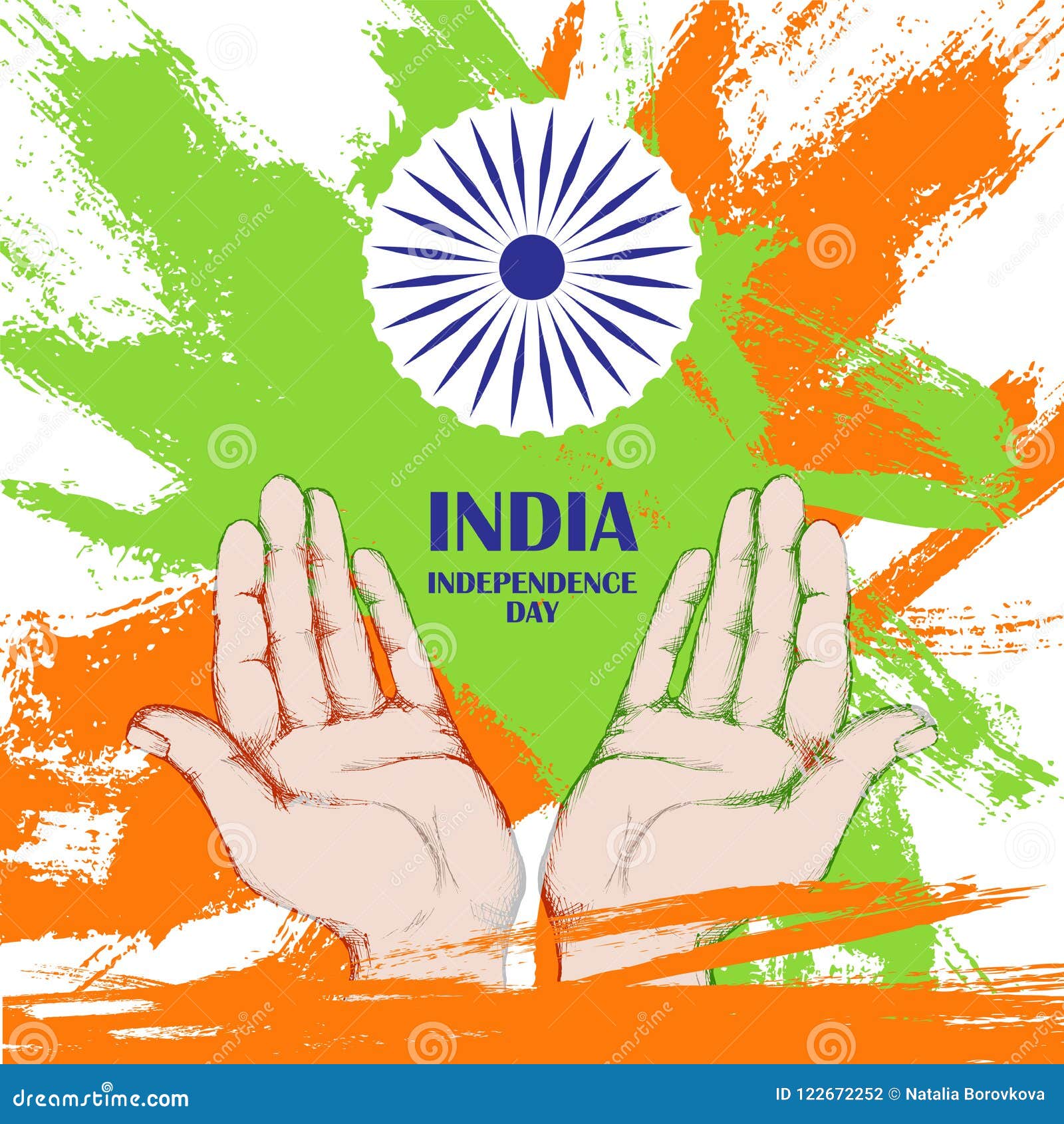 Independence Day of India. August 15. Circle Ashoka. Indian   Tricolor. Stock Illustration - Illustration of draw, funny: 122672252