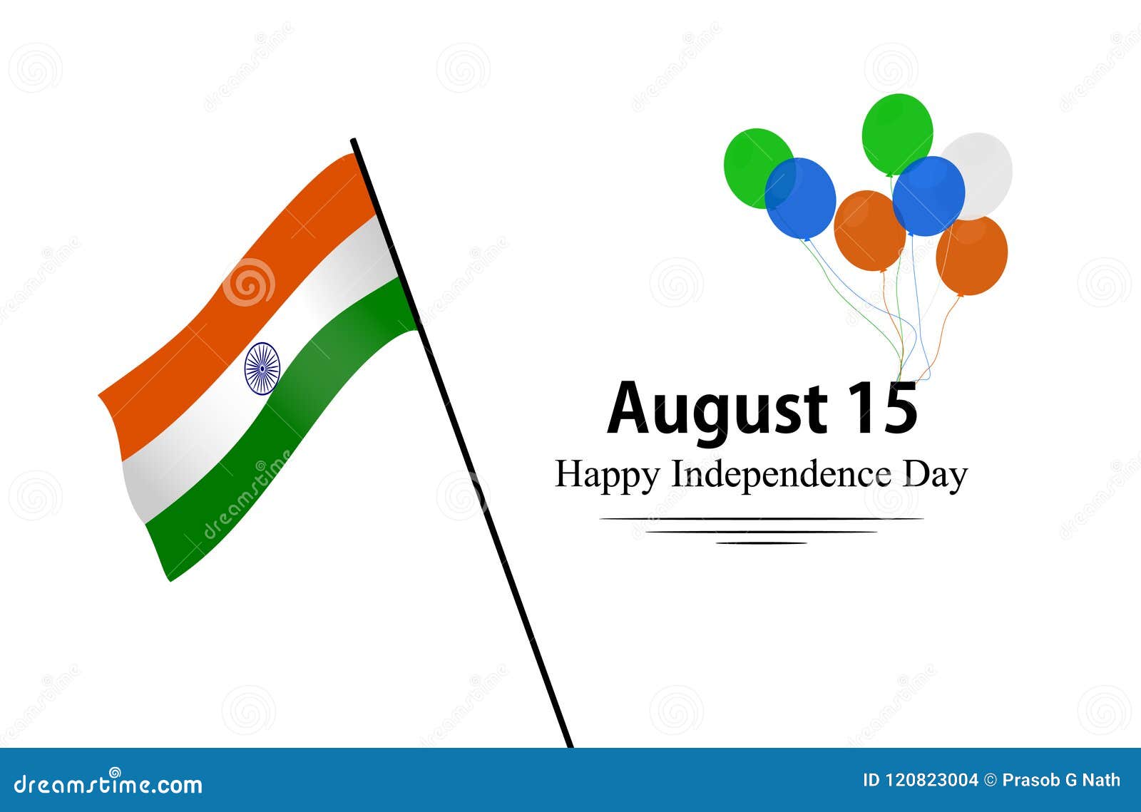 Independence Day of India. 15th August .Greeting Card. Vector ...