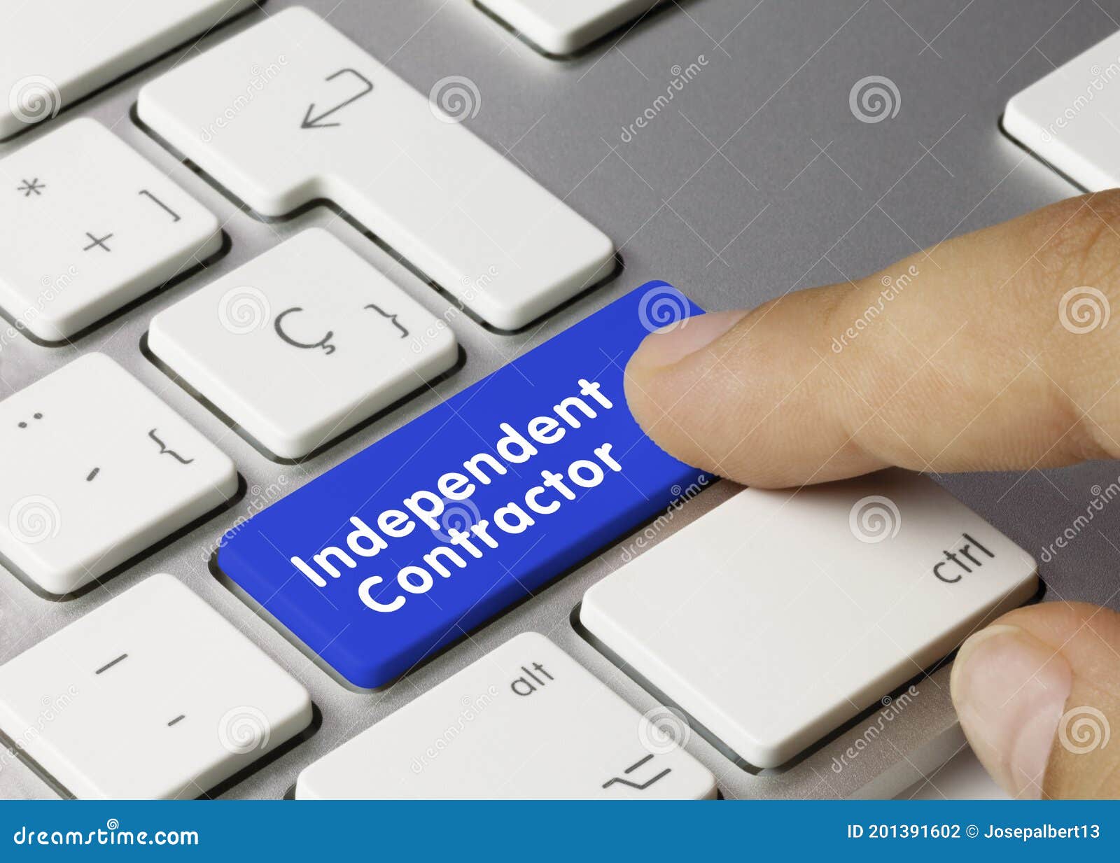 independent contractor - inscription on blue keyboard ke