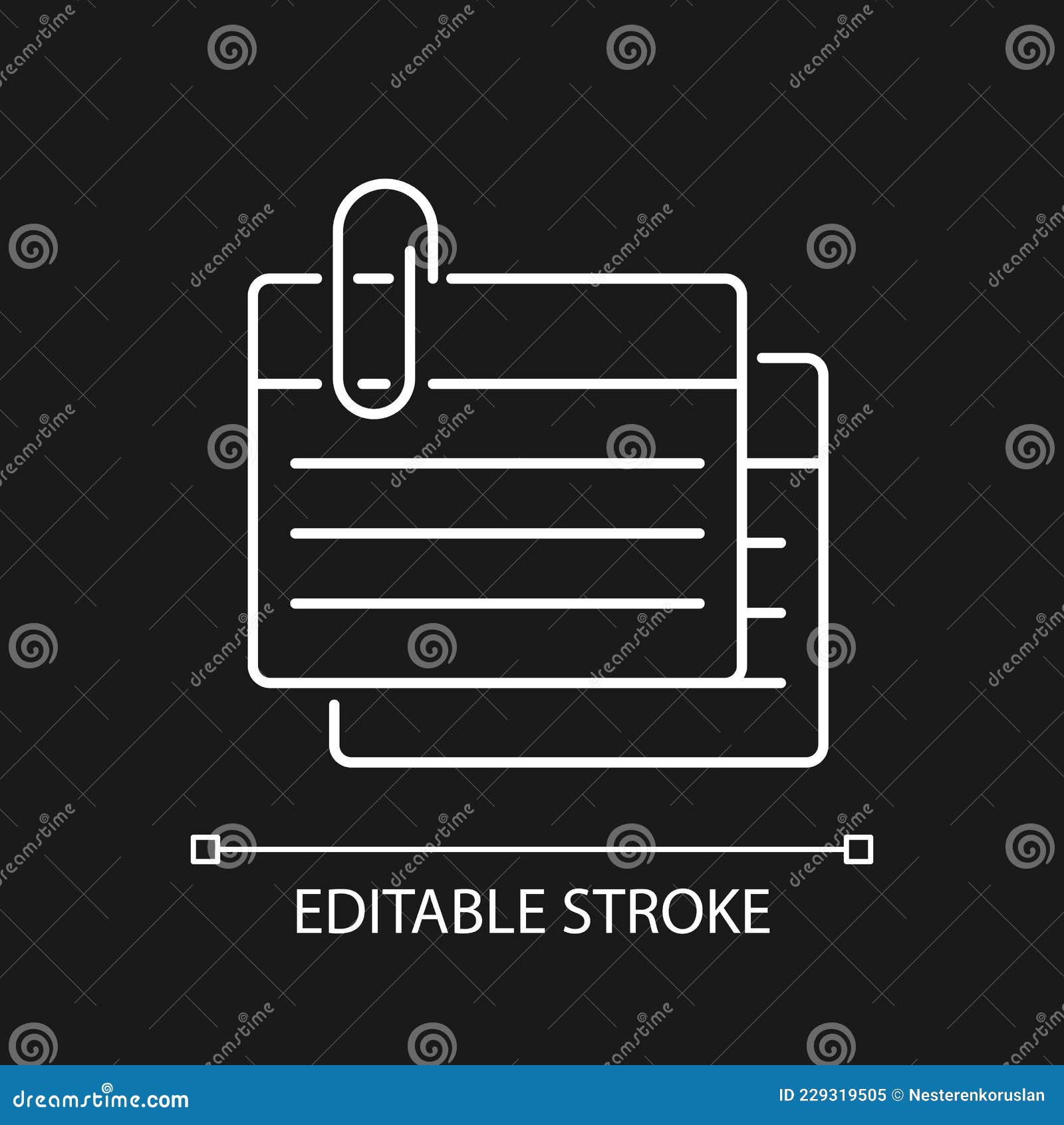 index card white linear icon for dark theme