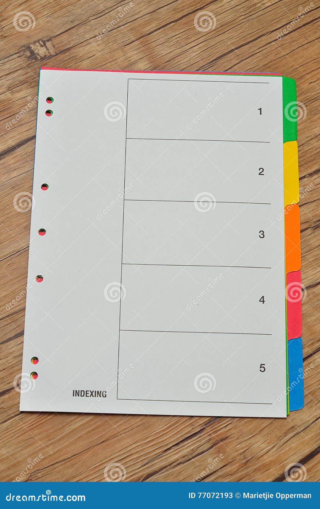 Index divider cards . stock image. Image of document 77072193