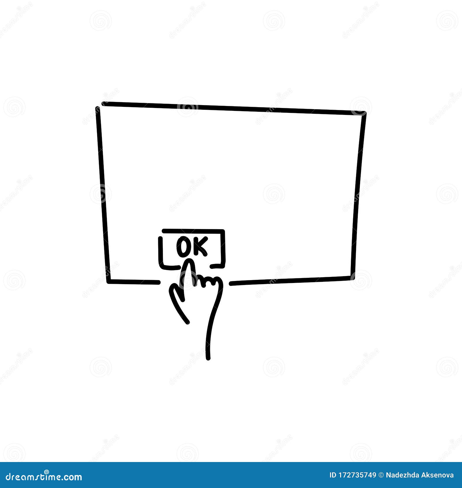 Download Index Finger Presses The OK Button, Vector Illustration In ...