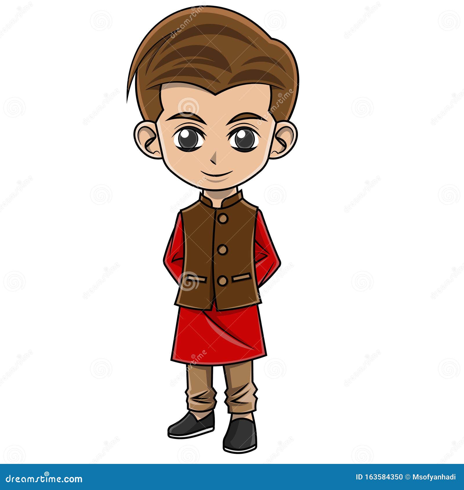 Cartoon Boy Wearing Indian Clothes Stock Vector - Illustration of muslim,  religion: 163584350