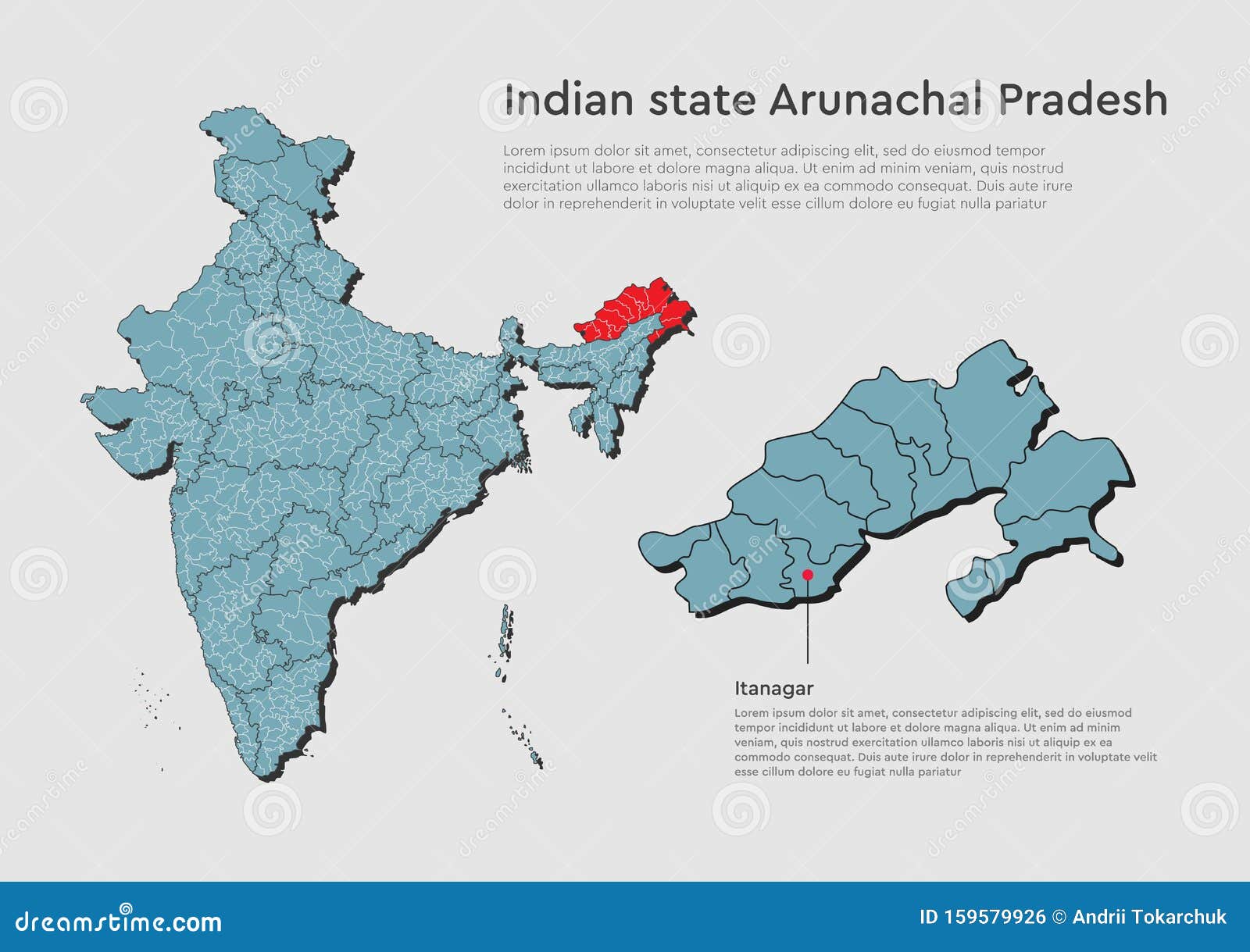 India Country Map Arunachal Pradesh State Template Stock Vector Illustration of land, outline