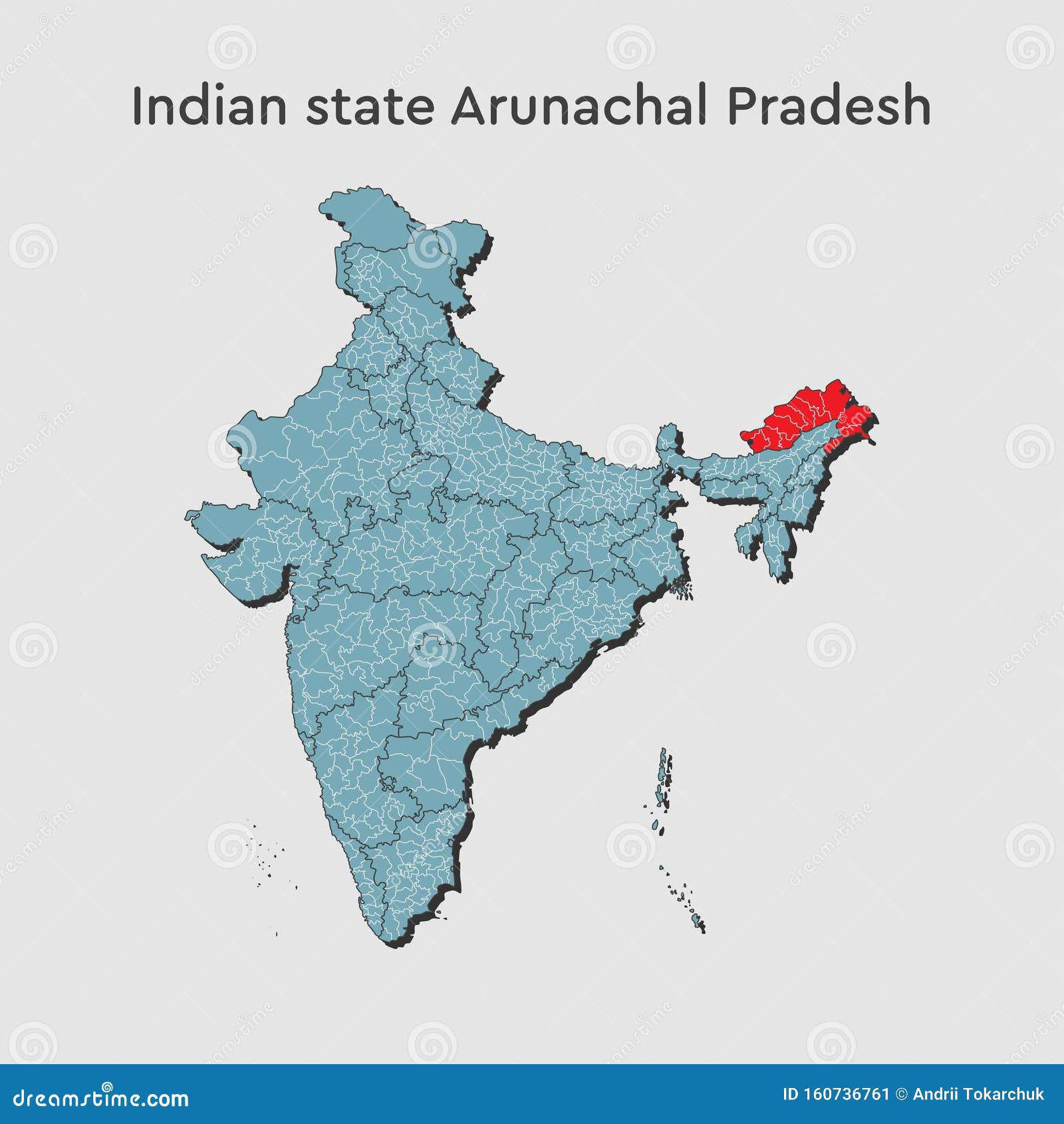 India Country Map Arunachal Pradesh State Template Stock Vector Illustration of asia