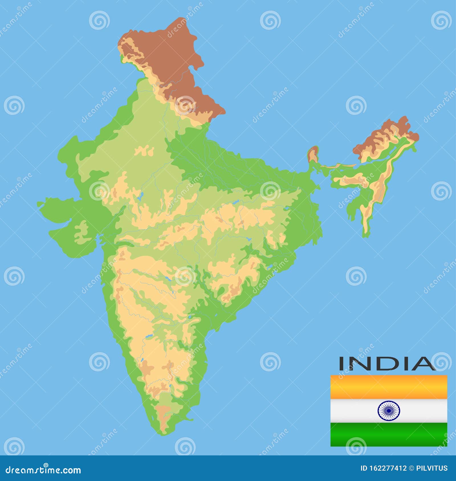 india physical map hd