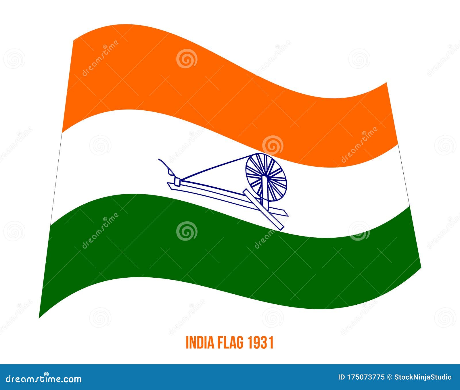 India Flag Waving 1931 Vector Illustration on White Background. Swaraj Flag  Stock Vector - Illustration of allegiance, india: 175073775