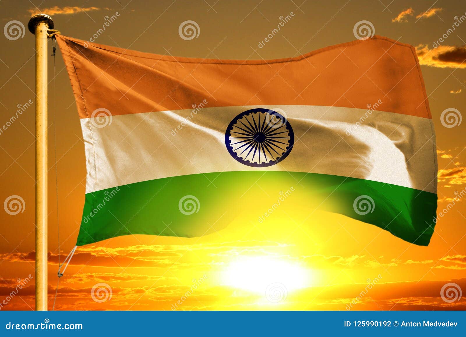 India Flag Weaving on the Beautiful Orange Sunset with Clouds Background  Stock Photo - Image of patriotic, sunrise: 125990192