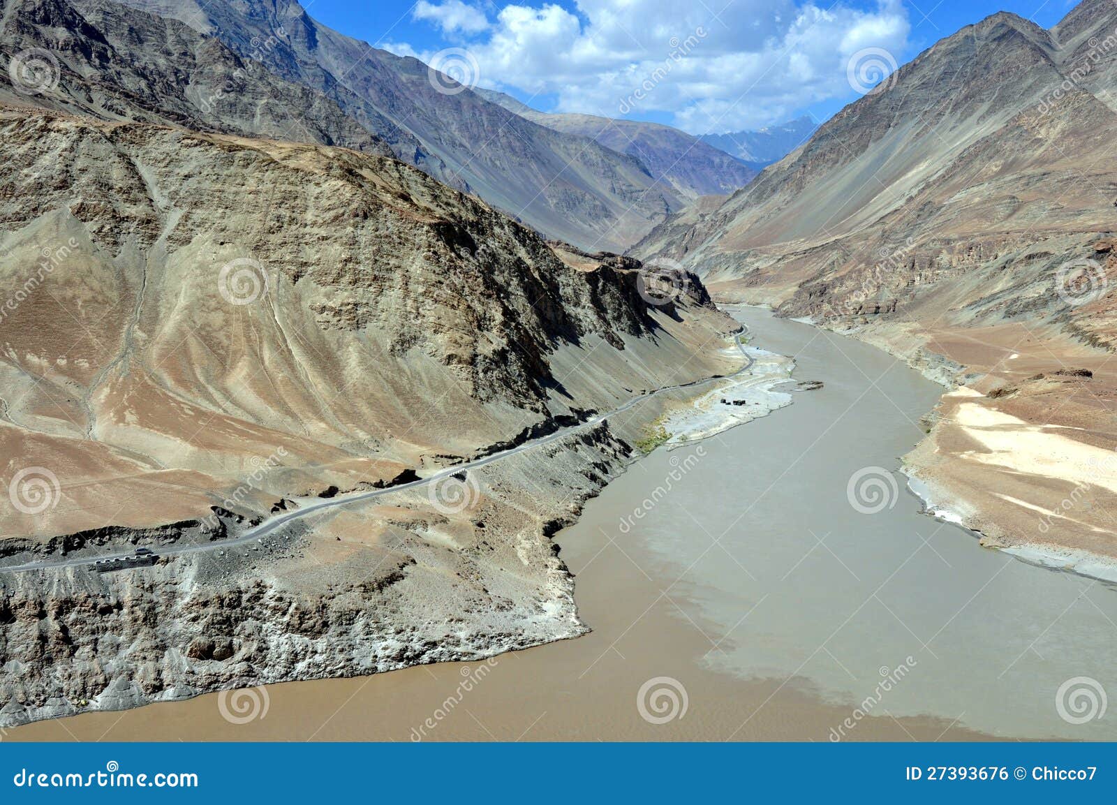 india - ladakh landscape with indus river