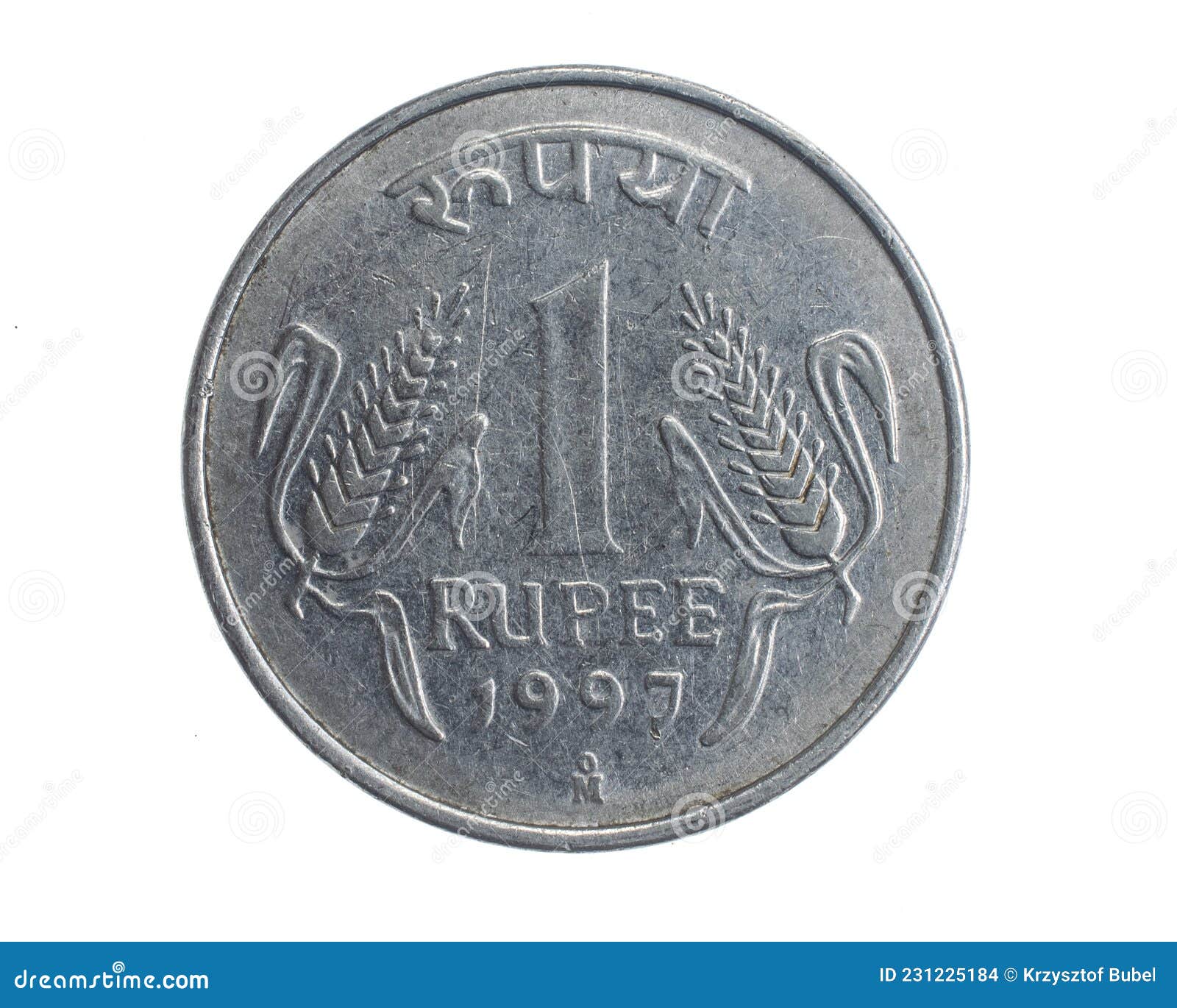 India One Rupee Coin on a White Isolated Background Stock Photo - Image ...