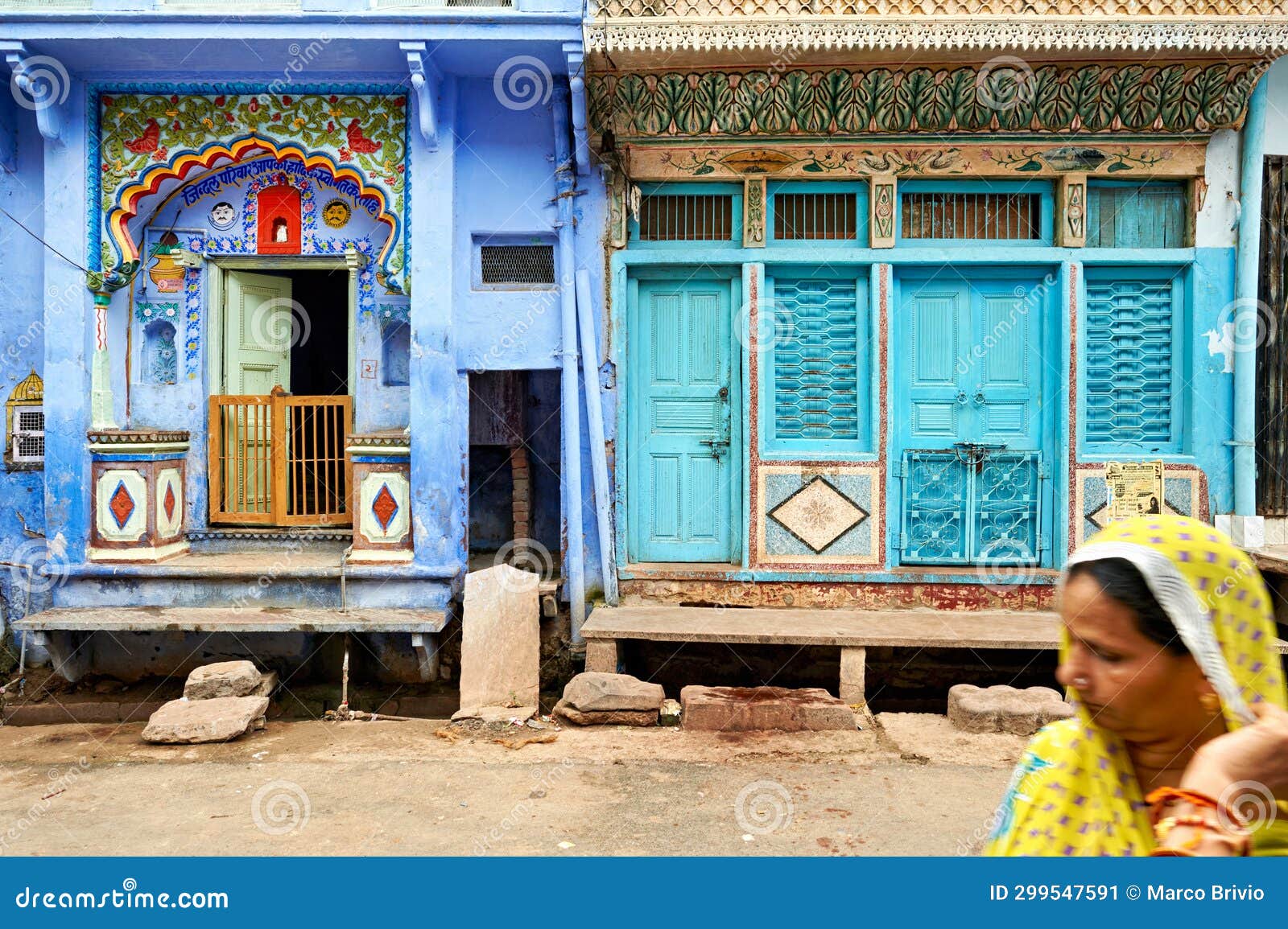 India Rajasthan Bundi. Decorated Painted House Editorial Photo Image