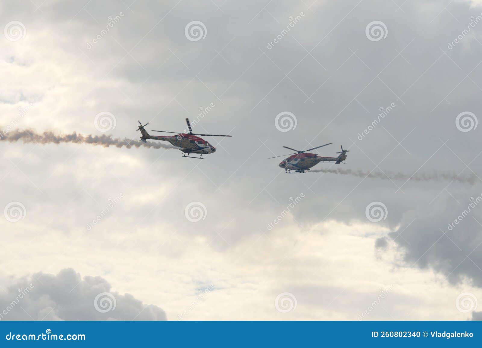 indian air force sarang aerobatic team on alh multi-purpose helicopters in the sky of the maks-2021 international aviation and spa