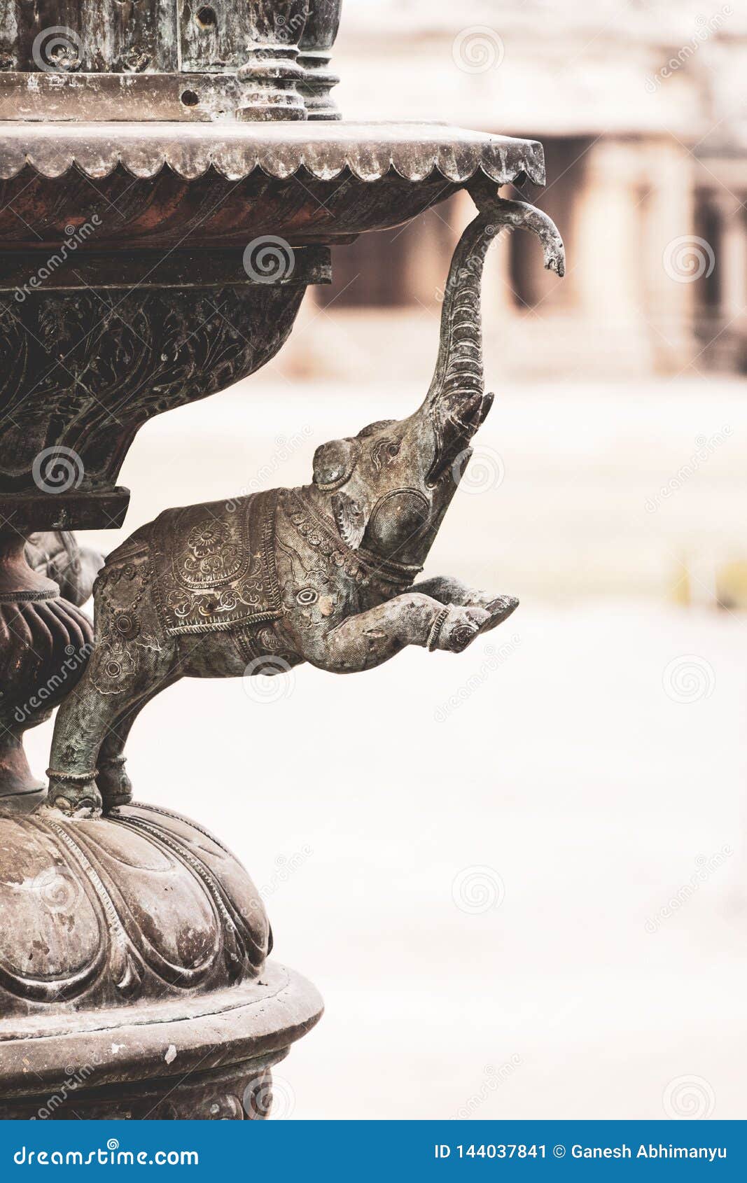 beauty of thanjavur temple metal elephant statue