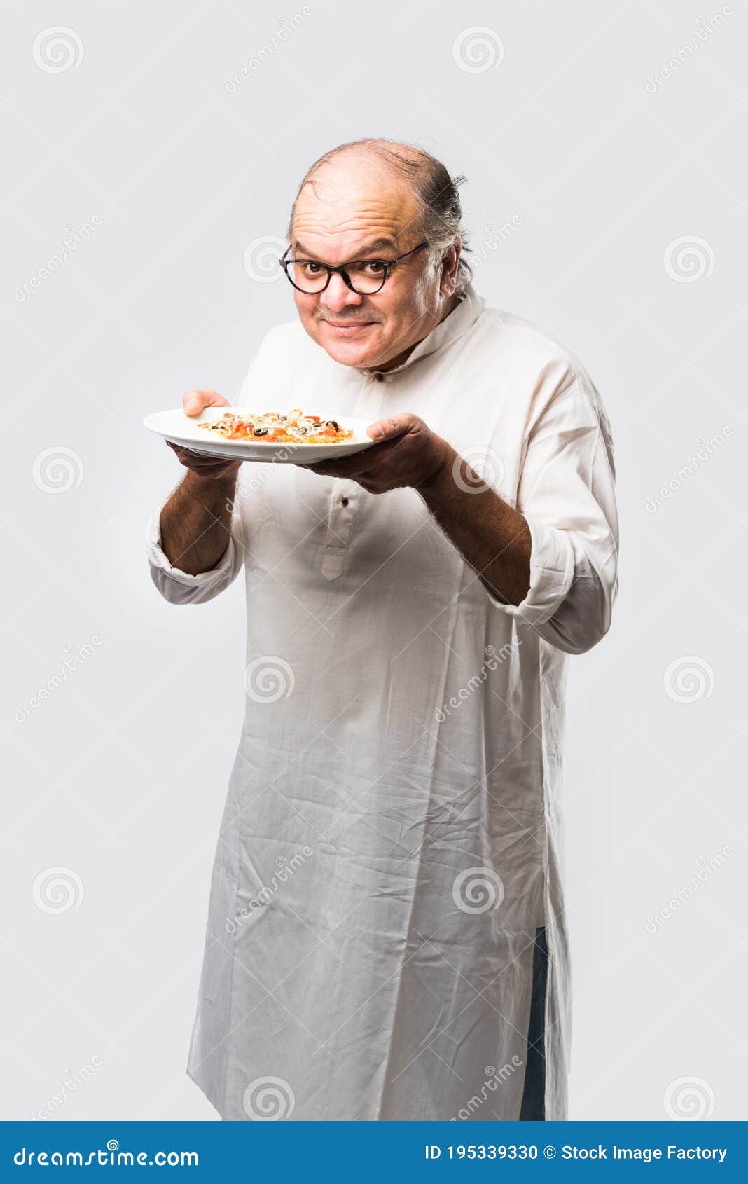 Asian Indian Old Man Eating Pizza with Funny Expressions Stock Photo -  Image of elderly, attractive: 195339330