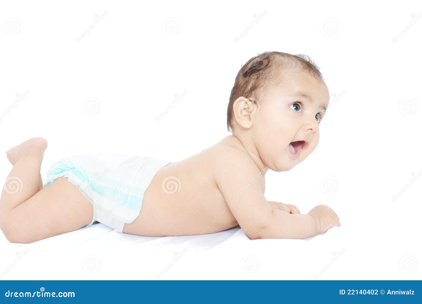 Indian baby laying on bed. stock photo. Image of bare 22140402