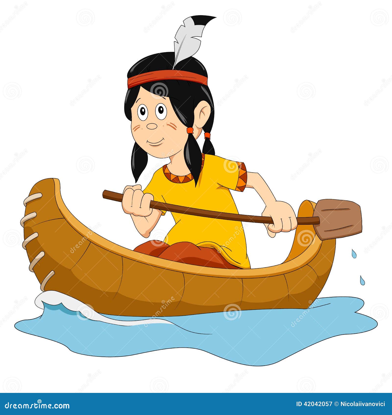 Indian in the boat stock vector. Illustration of outdoor 