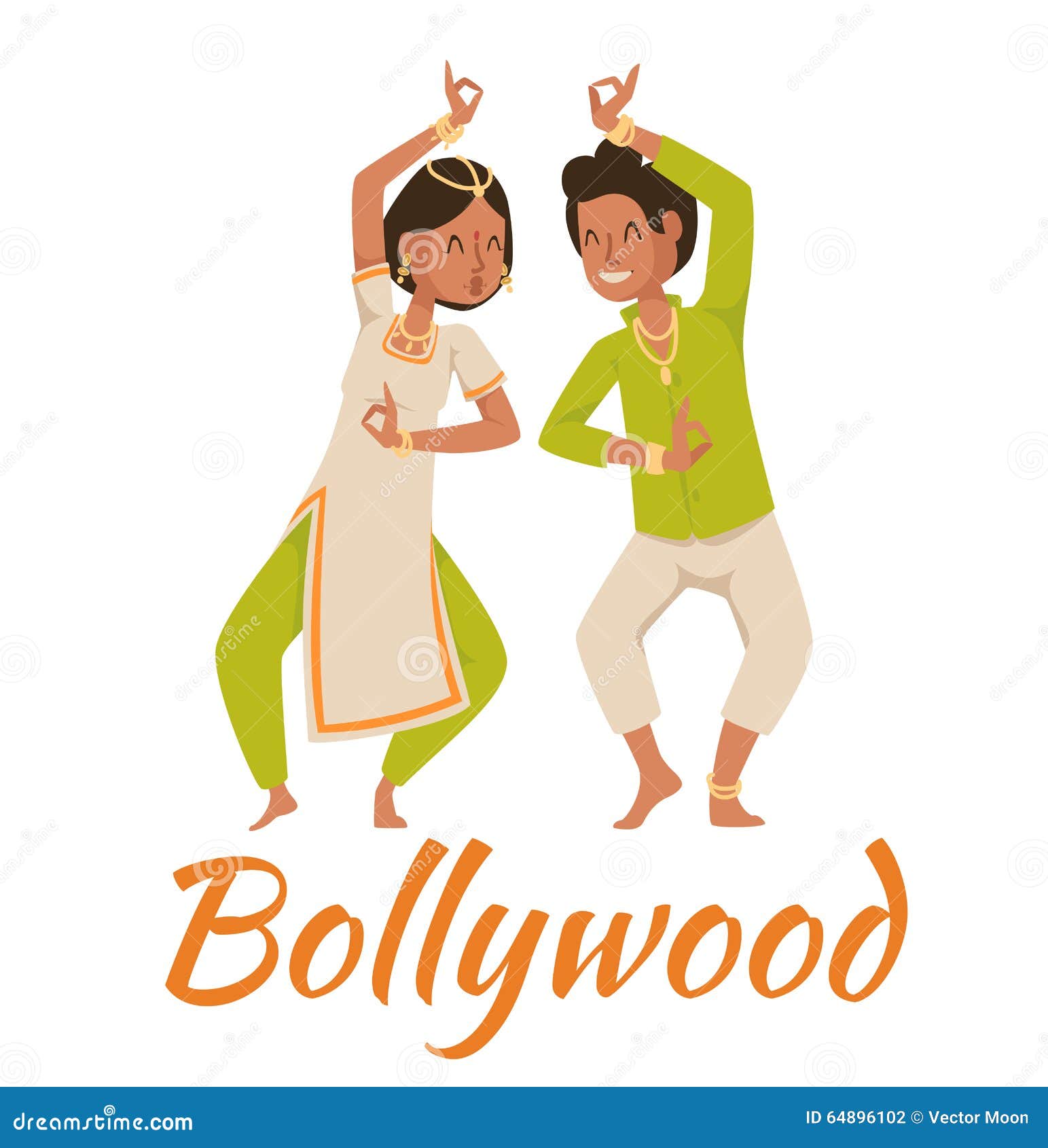 Indian Bollywood Couple Dancing Vector 64896113