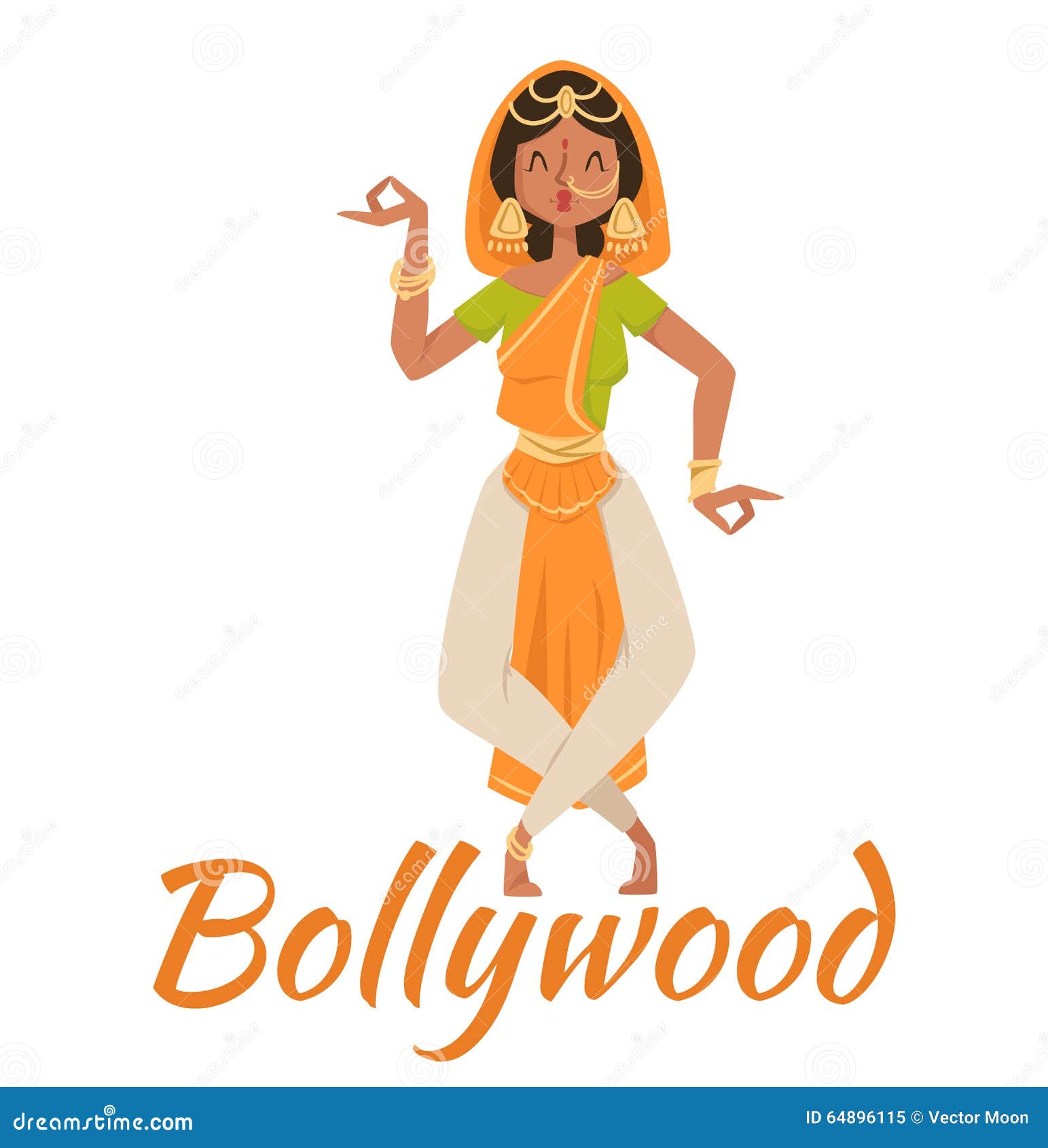Indian Bollywood Couple Dancing Vector Stock Vector - Illustration of
