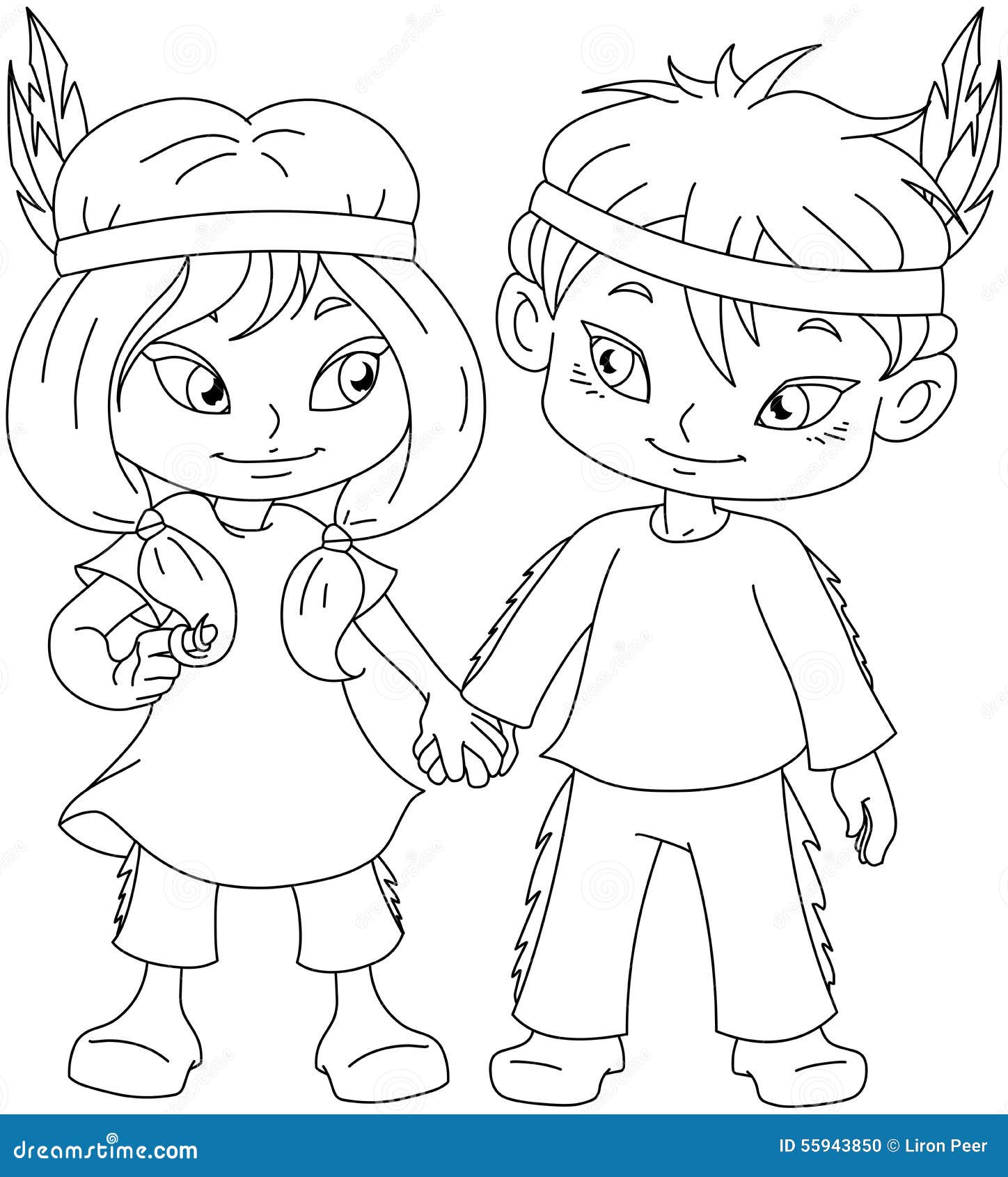 Indian Boy And Girl Holding Hands For Thanksgiving Coloring Page Indian Boy And Girl Holding Hands For Thanksgiving Coloring Page