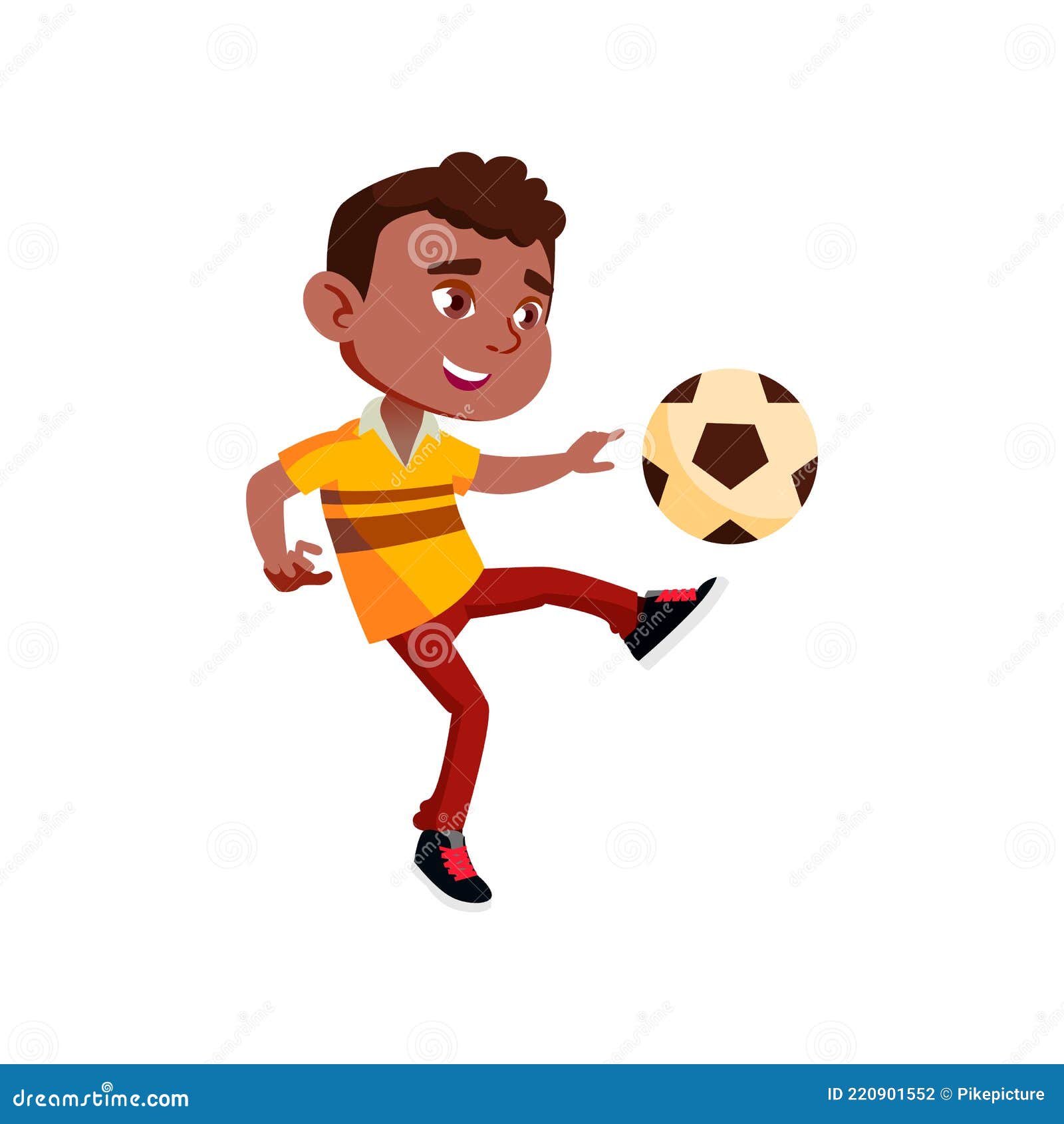 Indian Boy Play Football with Ball Cartoon Vector Stock Vector -  Illustration of people, happy: 220901552