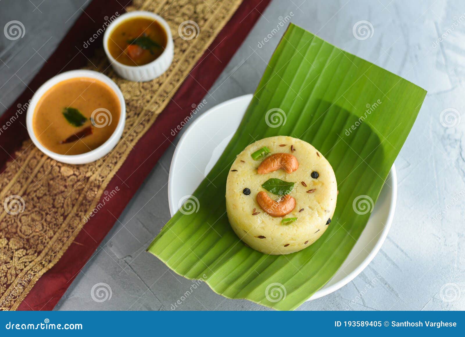 indian breakfast ven pongal with sambar, tamil nadu