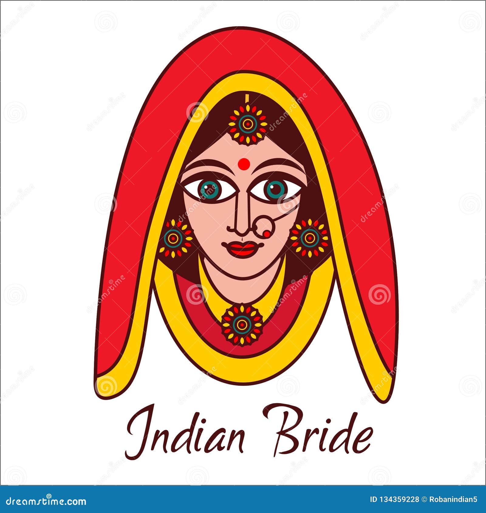 Indian Bride Cartoon Character .vector Illustration Stock Vector -  Illustration of child, cartoon: 134359228