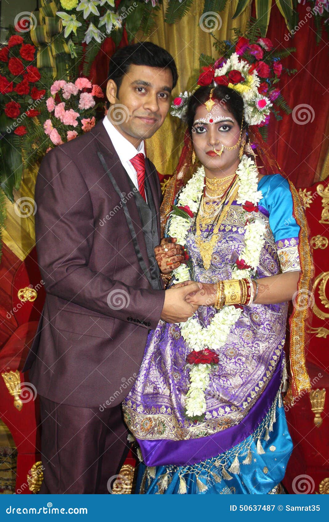 indian bride groom beautiful couple posed marriage ceremony 50637487