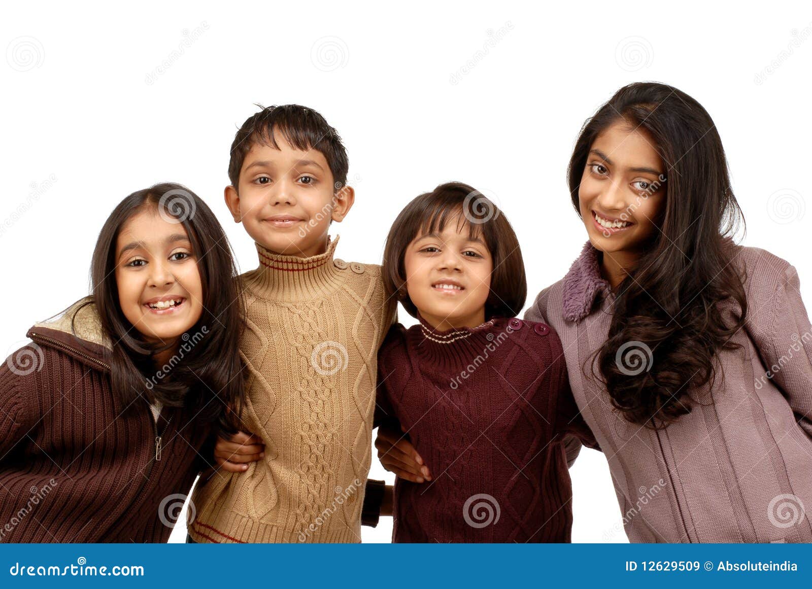 Indian Brothers and Three Sisters Stock Image - Image of makeup ...