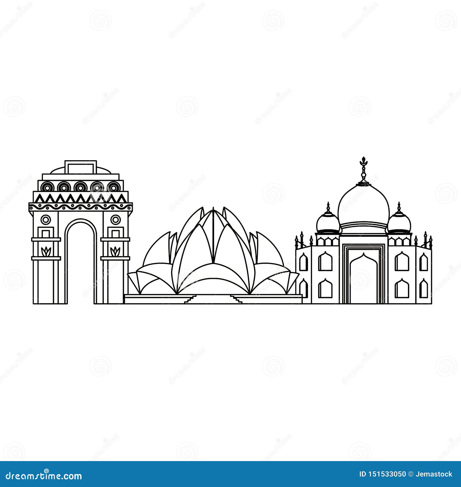 Vector Sketch Poster Indian Monuments India Stock Vector (Royalty Free)  2246264847 | Shutterstock