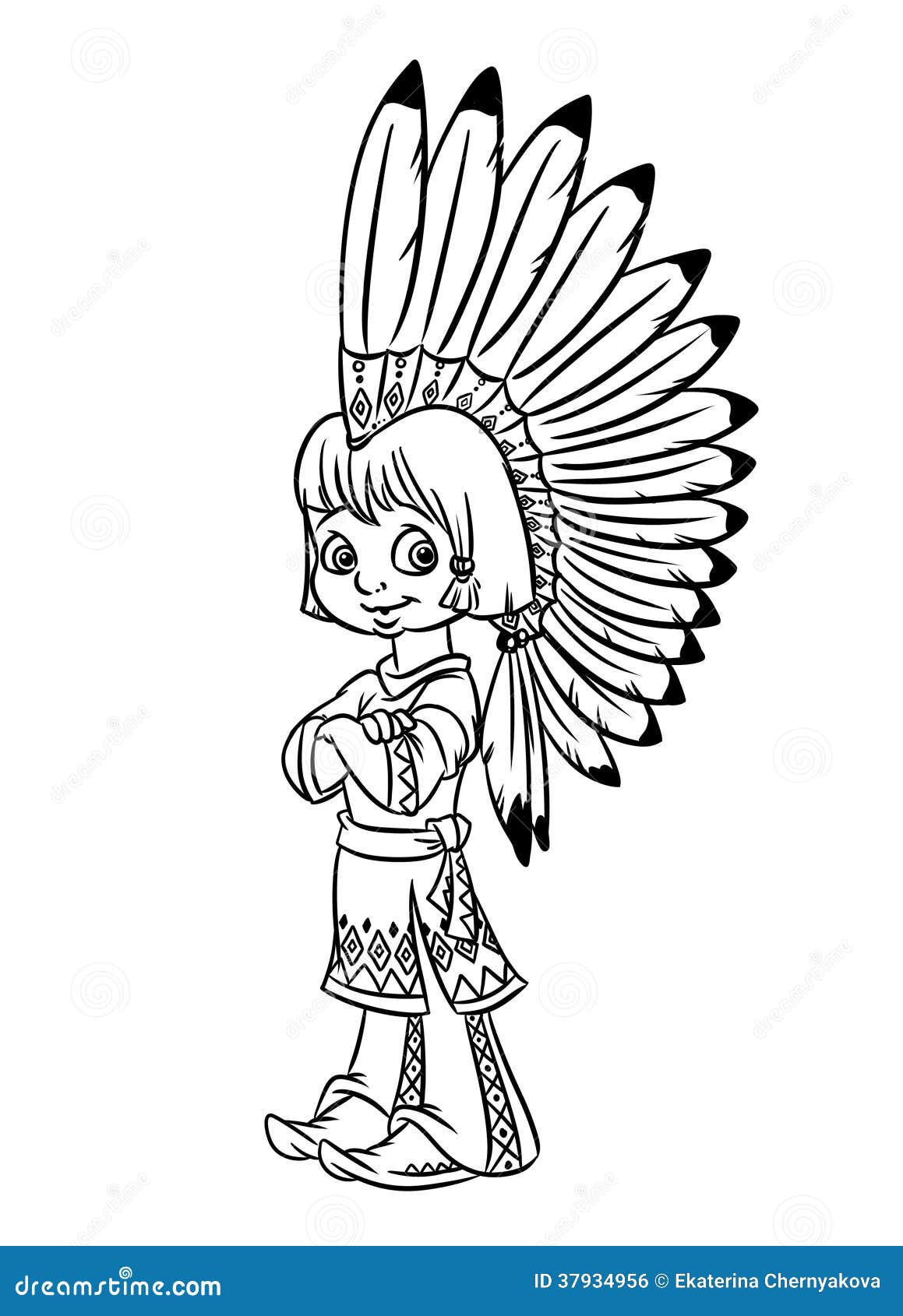 royalty free stock image indian chief boy illustration coloring pages national costume war bonnet isolated image image