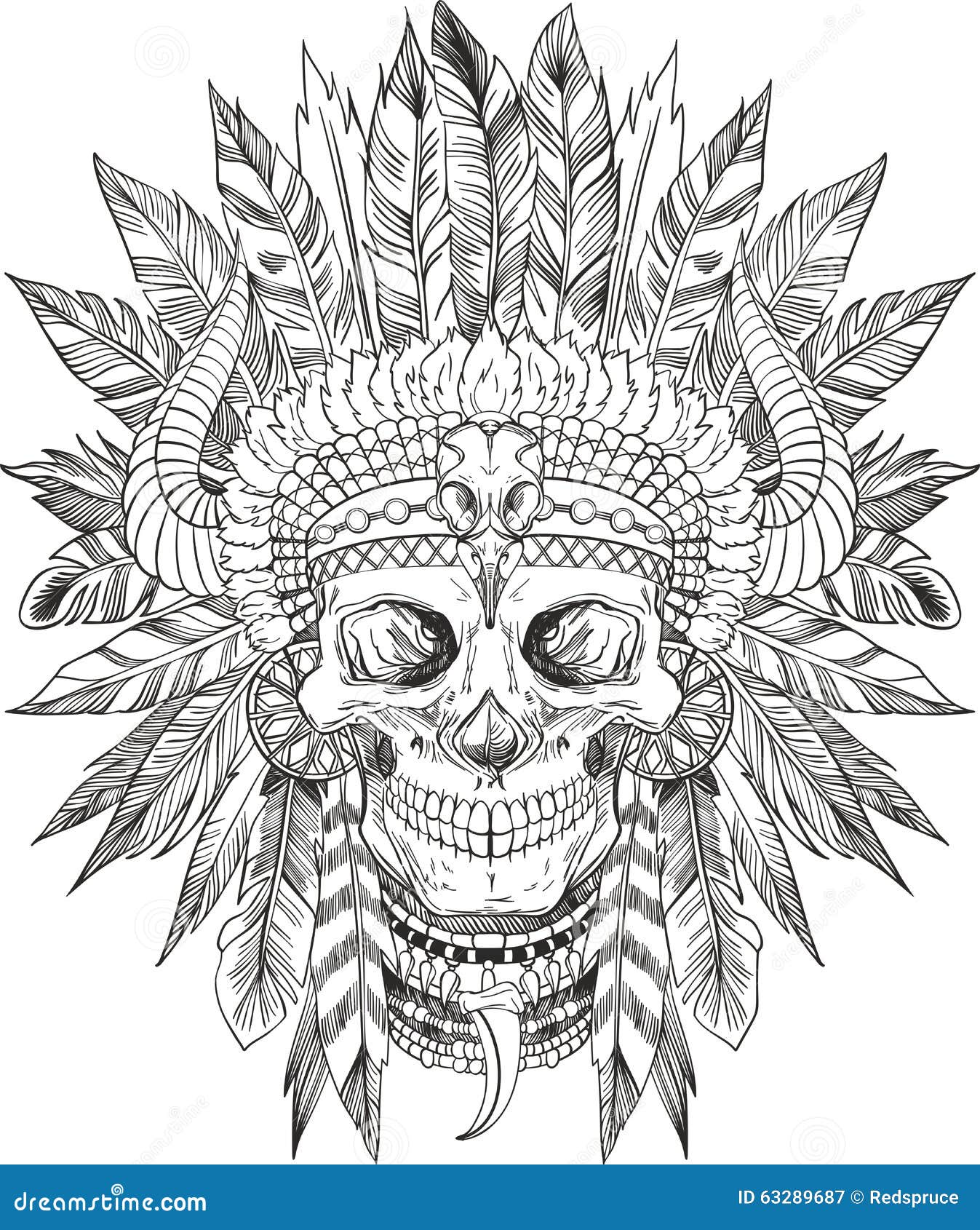 Indian Chief Skull Stock Vector - Image: 63289687