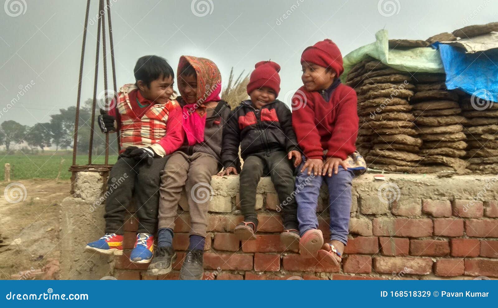Indian Children Village Funny Uttar Pradesh Editorial Stock Image ...