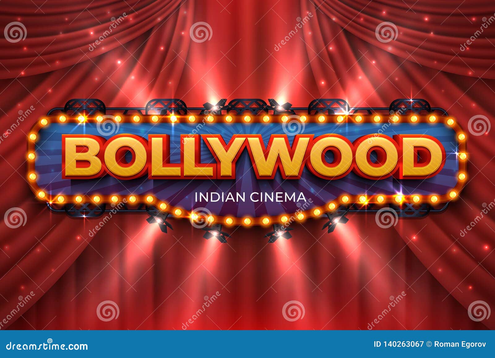 Bollywood Indian Cinema Film Banner. Indian Cinema Bollywood Logo Sign