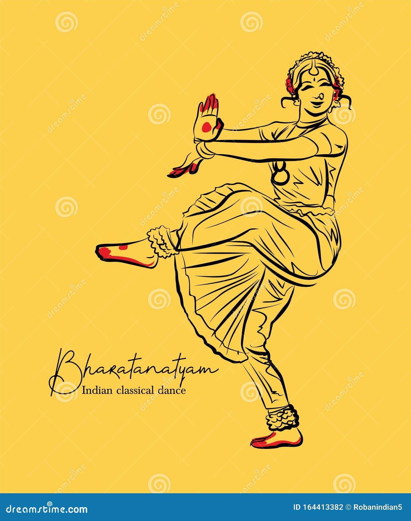 indian classical dance bharathanatiyam sketch or  