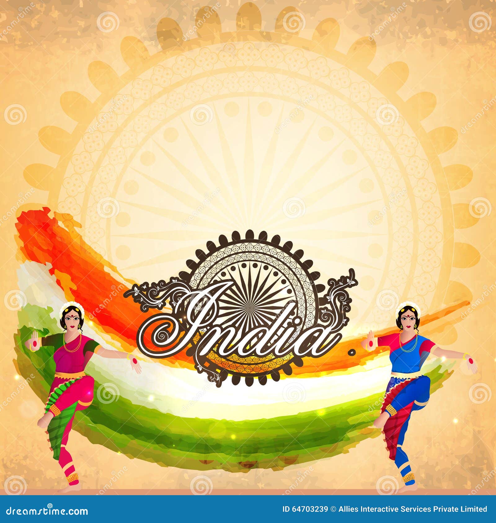 Indian Classical Dancers for Republic Day Celebration. Stock Illustration -  Illustration of equality, culture: 64703239