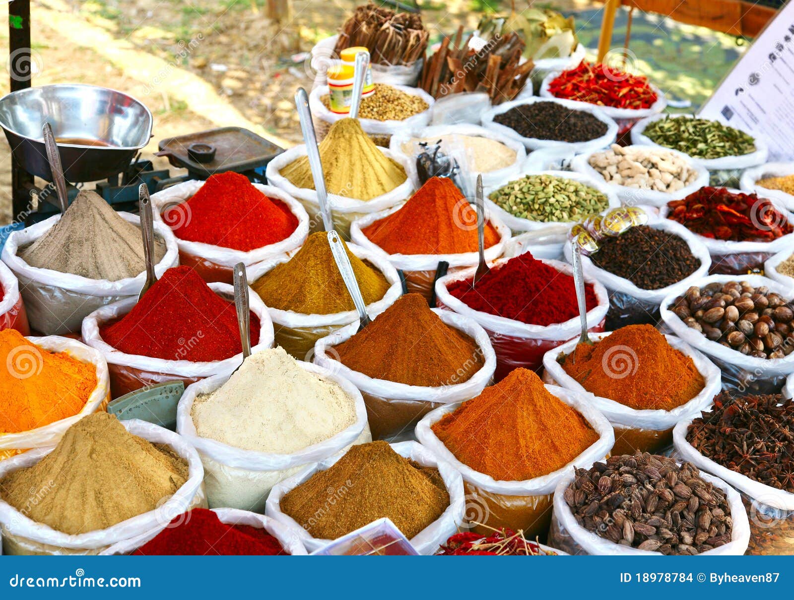 Indian Colored Powder Spices Stock Photo Image of green, oriental